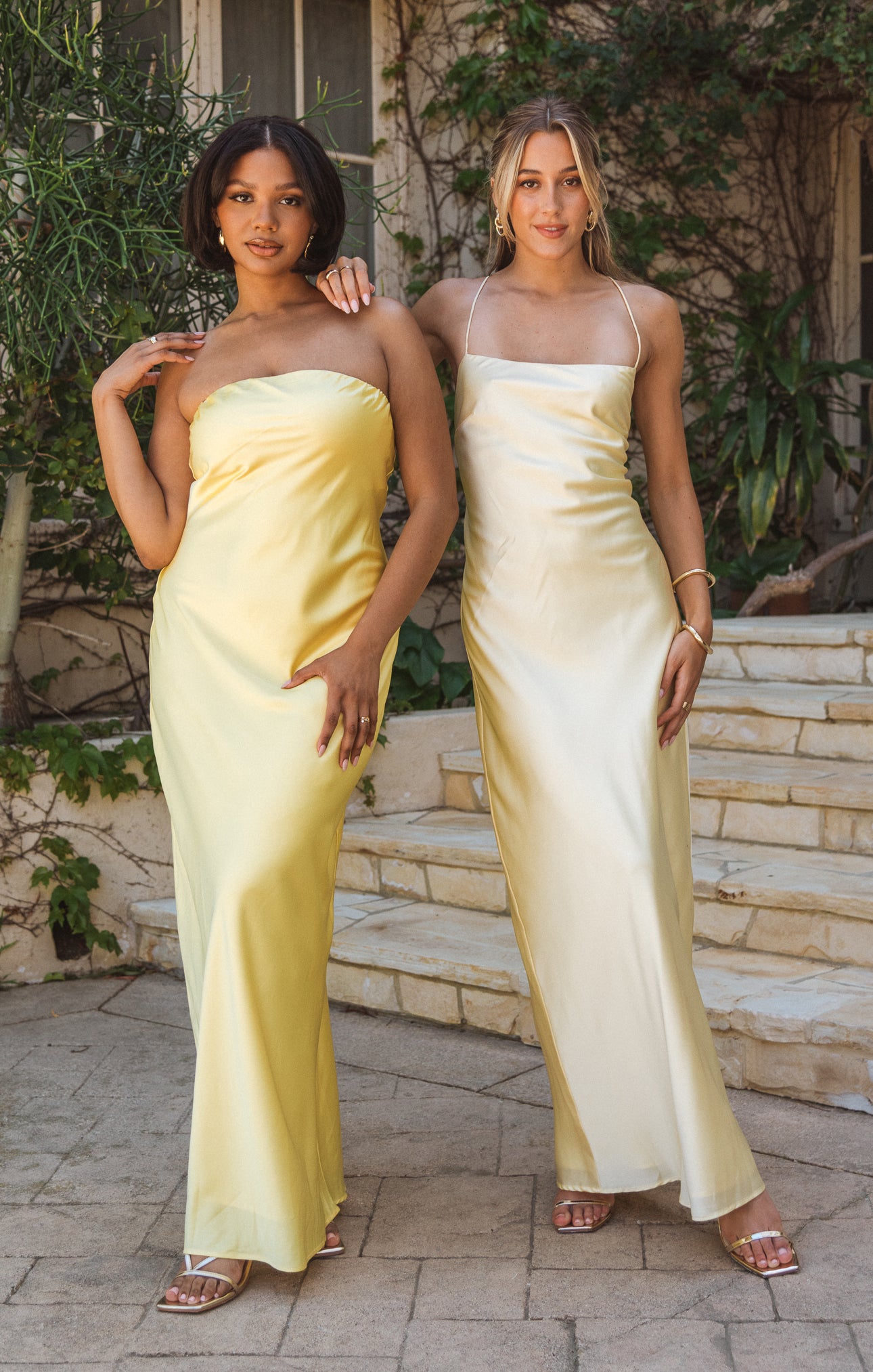 Yellow Satin Strapless Maxi Dress - Taylor Tube Dress for Events