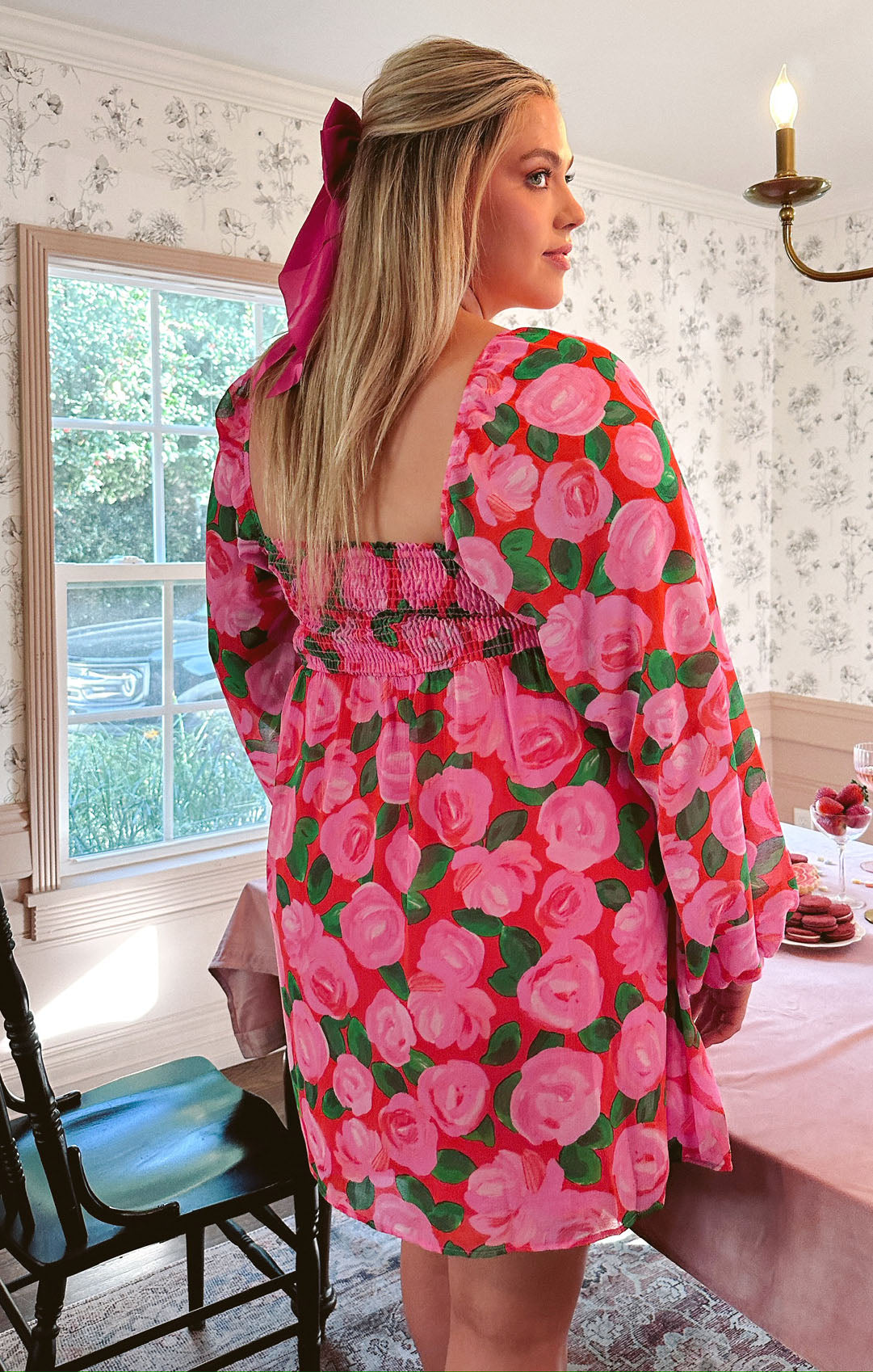 Becca Babydoll Dress - Pink Long Sleeve Spring Dress