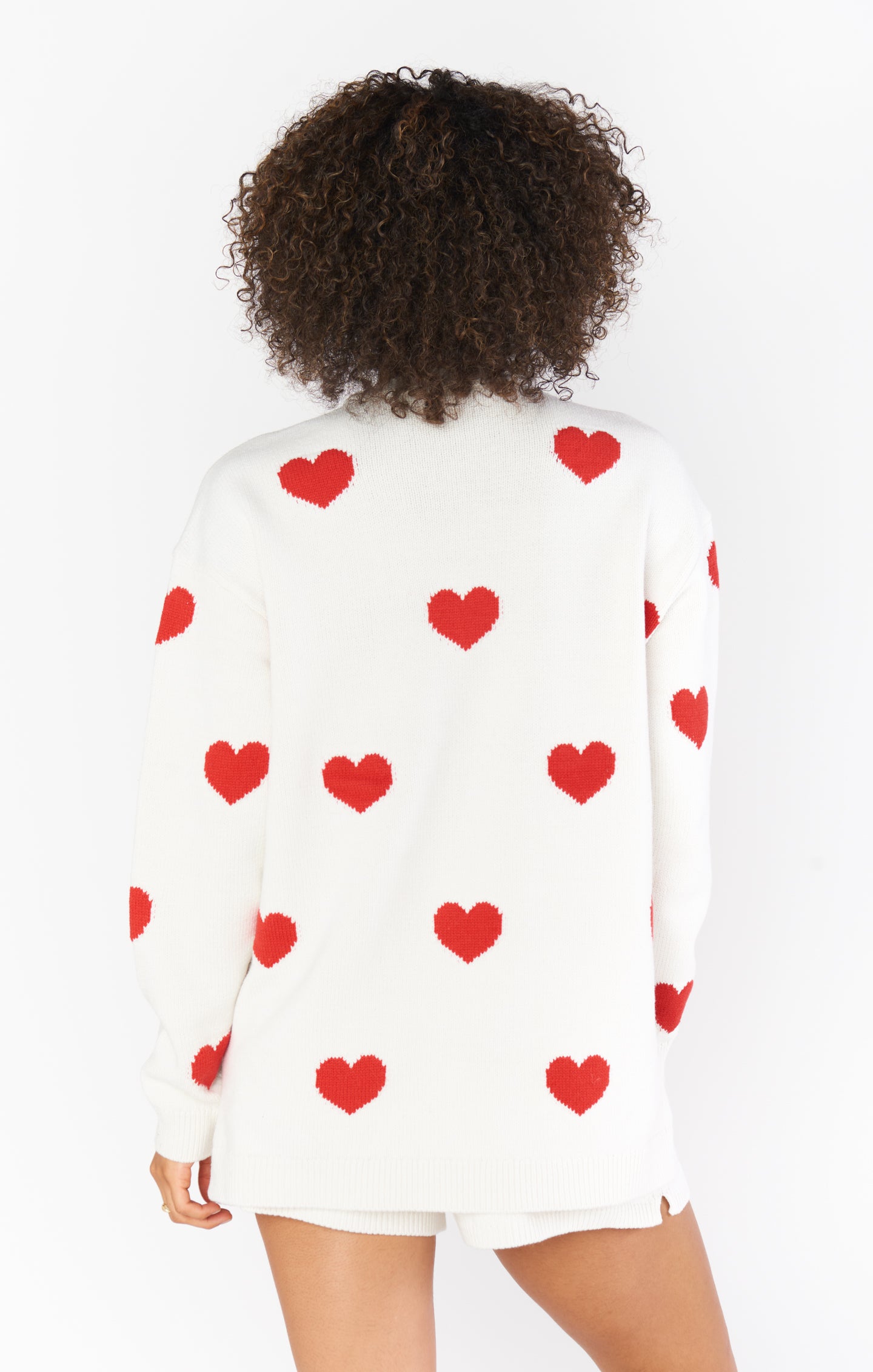 Red Heart Knit Sweater - Cozy Crewneck for Women
