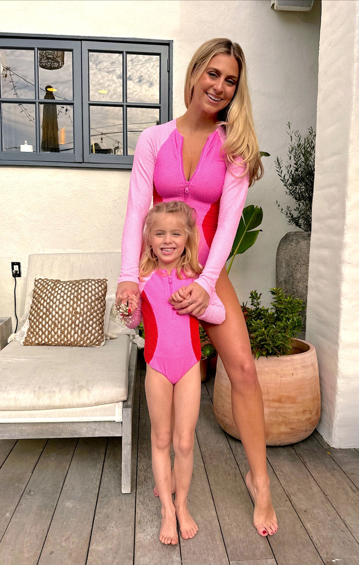Pink Pop Scrunch One Piece Swimsuit - Surfside Long Sleeve