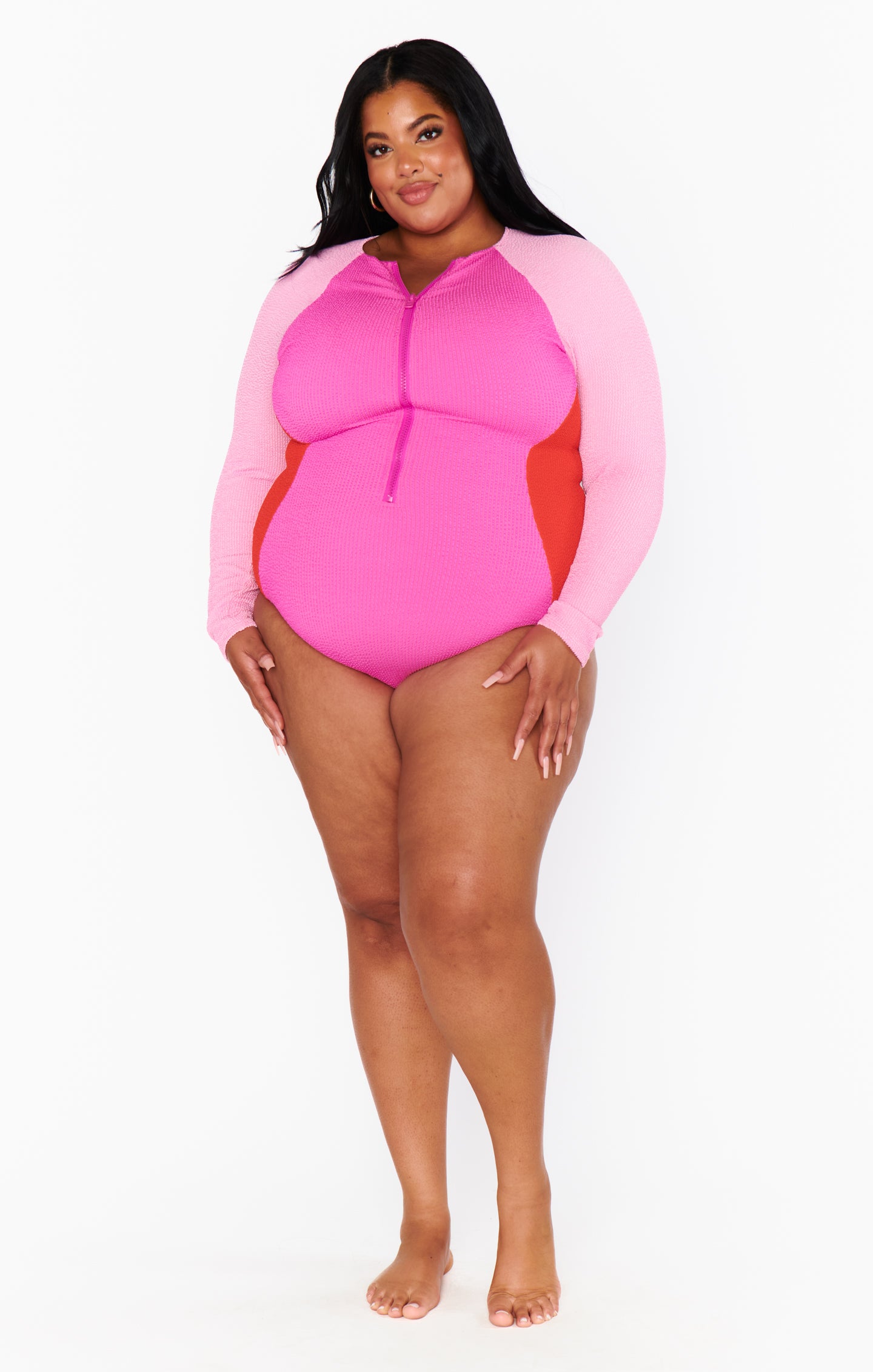 Pink Pop Scrunch One Piece Swimsuit - Surfside Long Sleeve