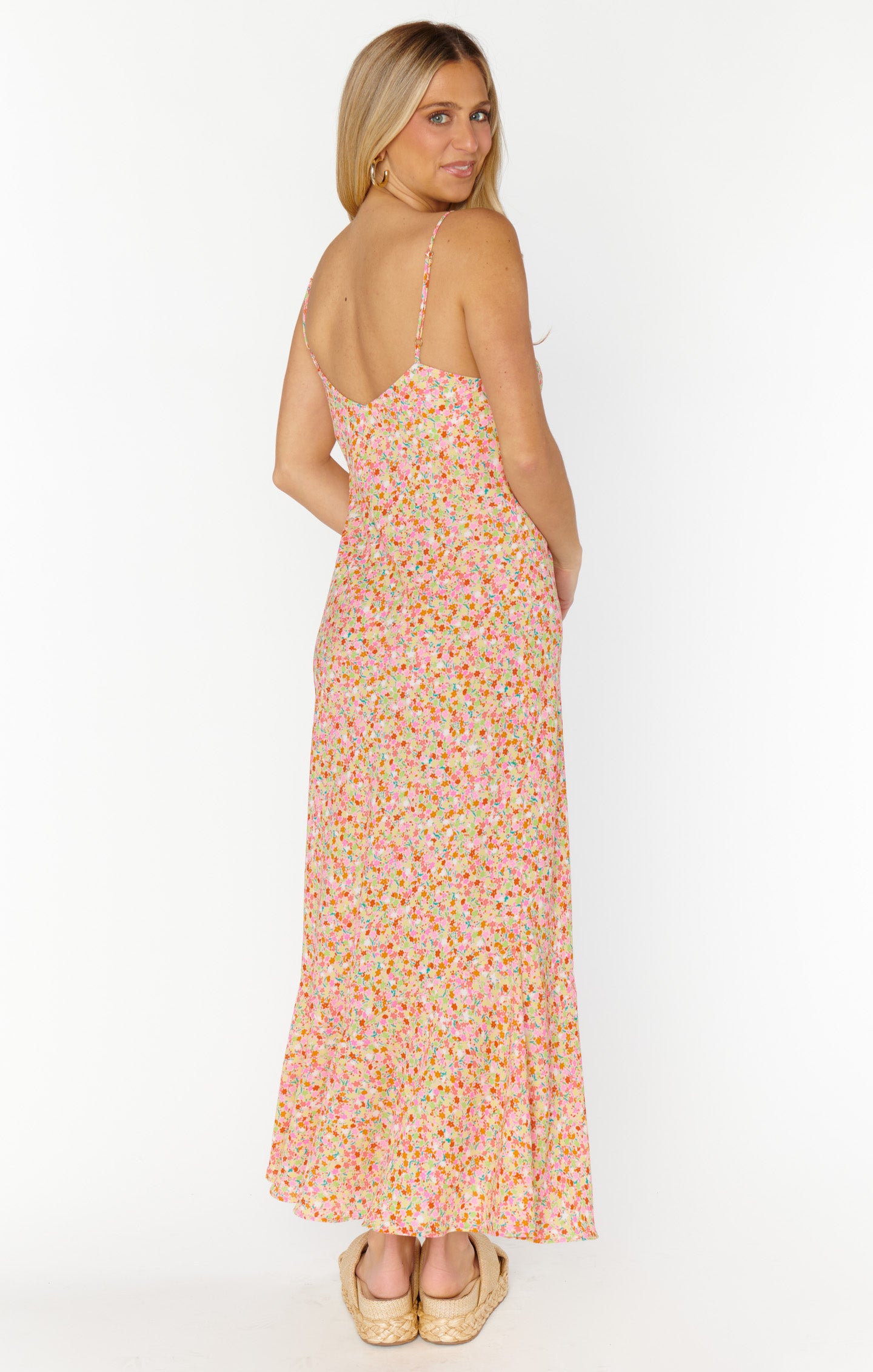 Uptown Slip Dress with Shelf Bra - Flowy Maxi Dress for Women