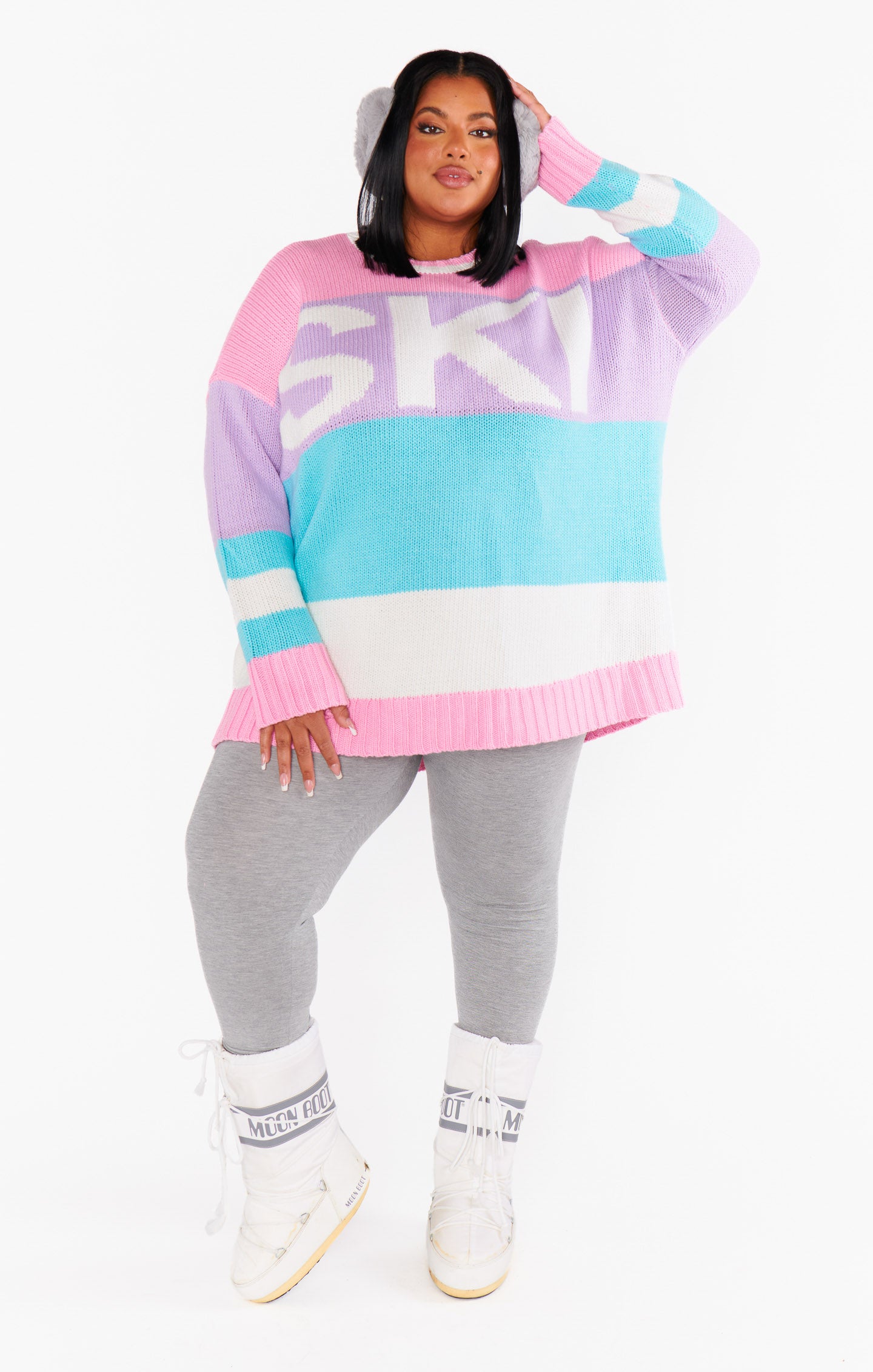 Pastel Color Block Knit Sweater - Cozy Oversized Long Sleeve