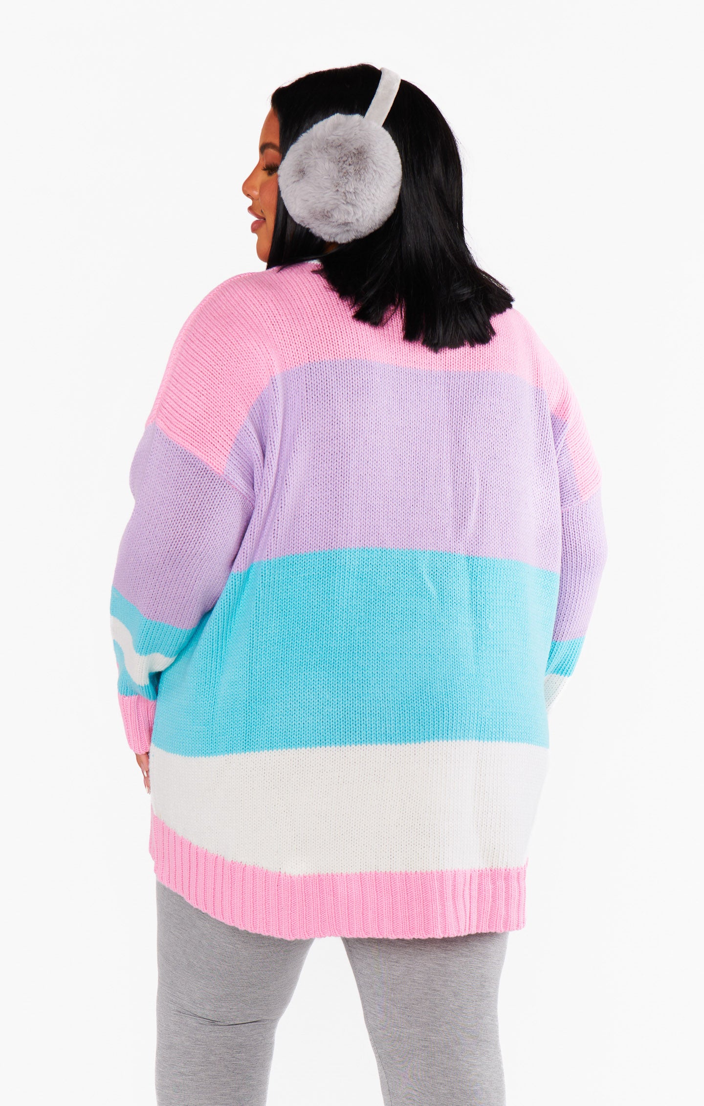 Pastel Color Block Knit Sweater - Cozy Oversized Long Sleeve
