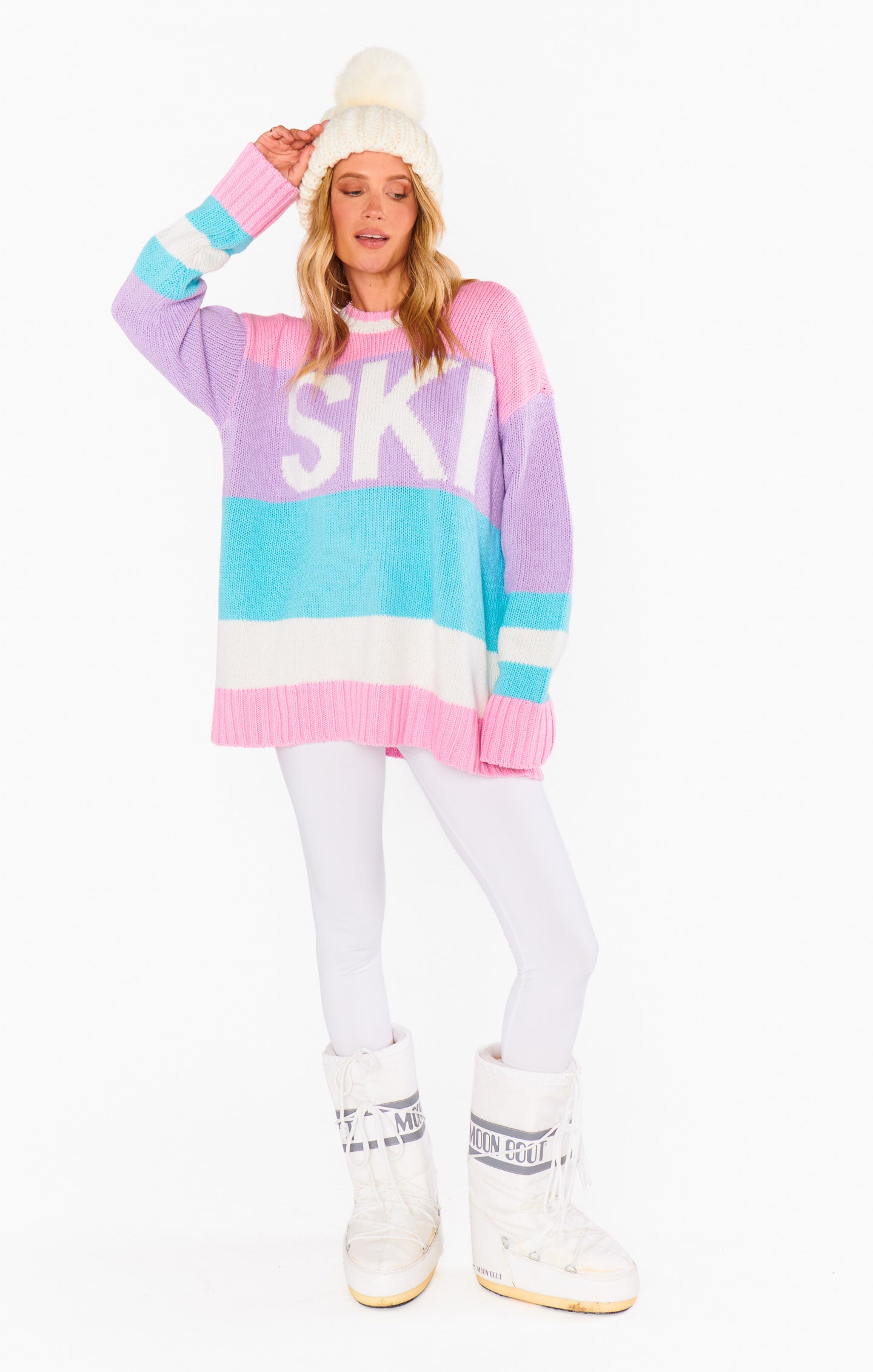 Pastel Color Block Knit Sweater - Cozy Oversized Long Sleeve