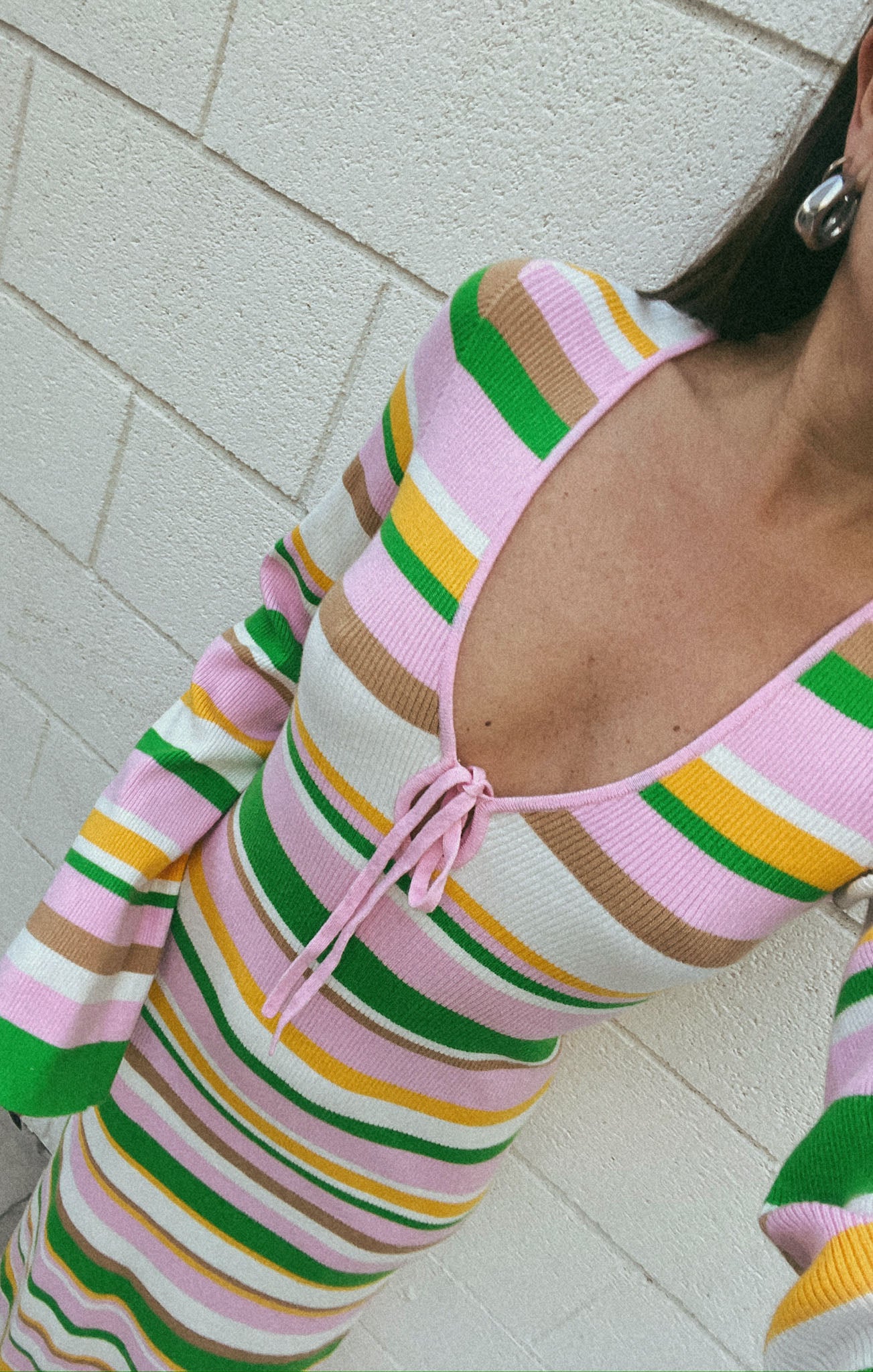 Vacay Rib Knit Maxi Dress with Tie Front – Long Sleeve Coverup