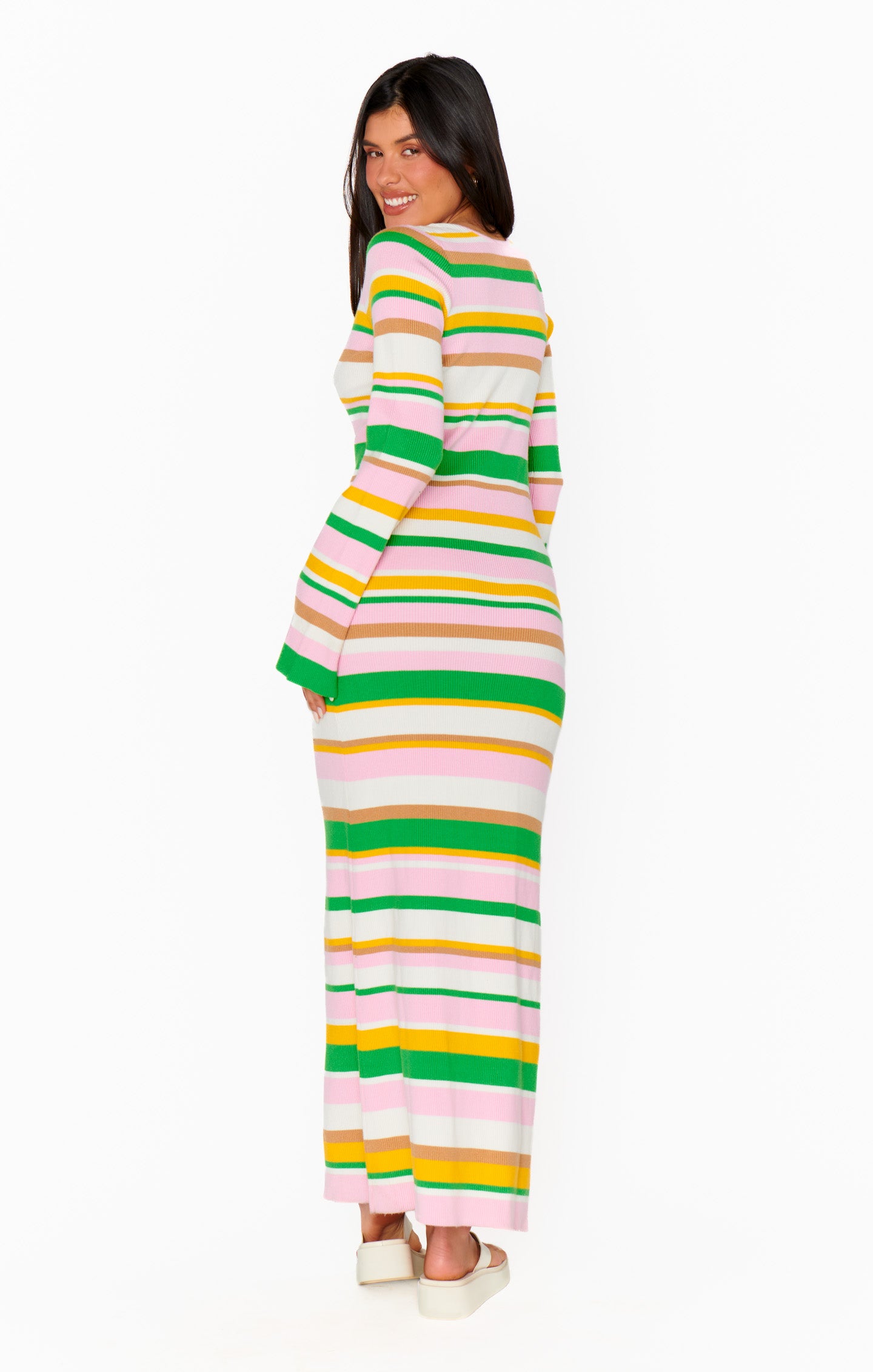 Vacay Rib Knit Maxi Dress with Tie Front – Long Sleeve Coverup