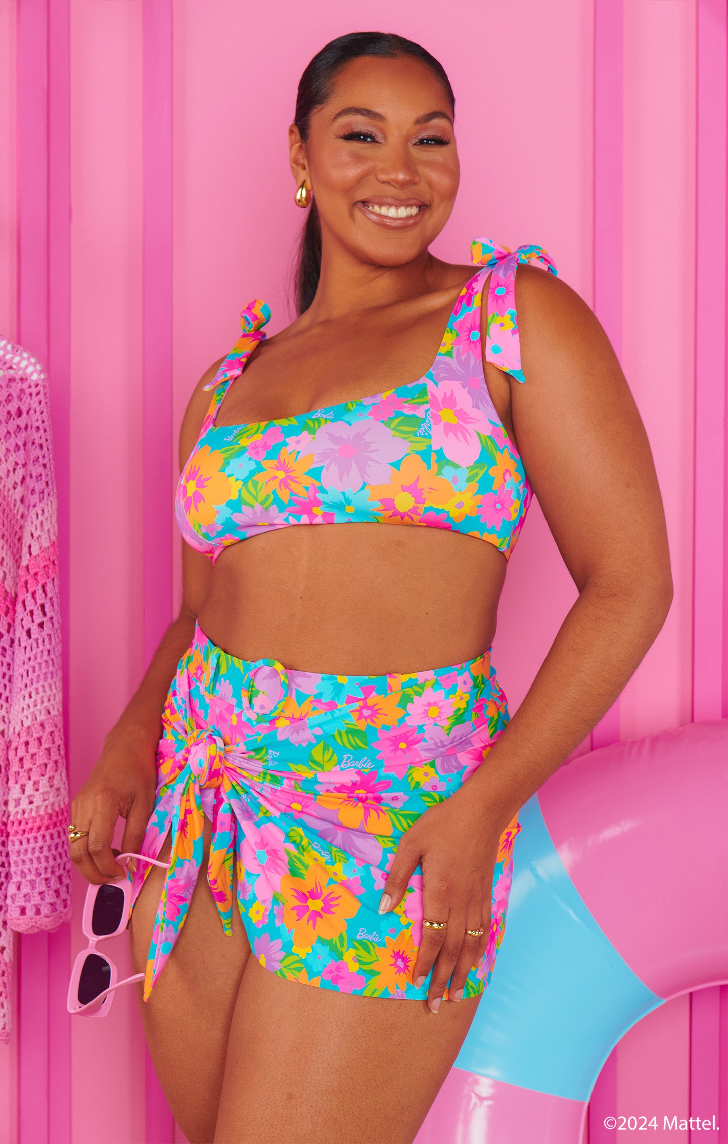Barbie™ Blue Floral Sarong - Mumu Beach Cover-Up