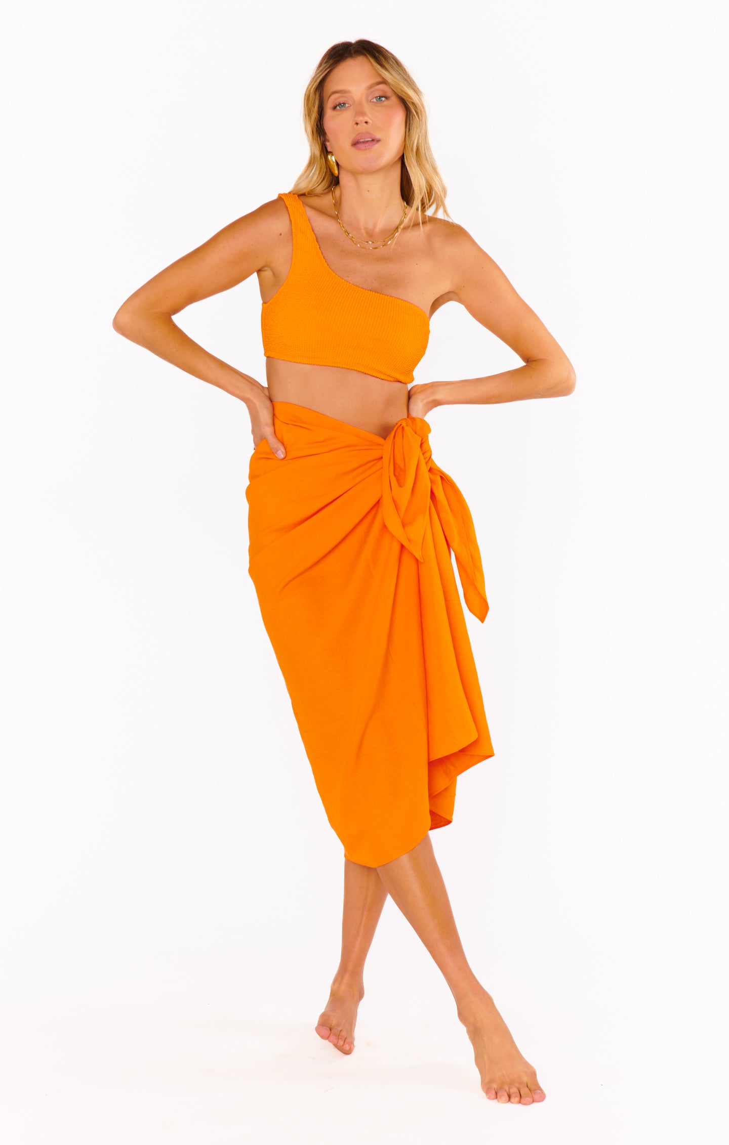 Orange Linen Sarong for Beach & Swim Cover - Kiran