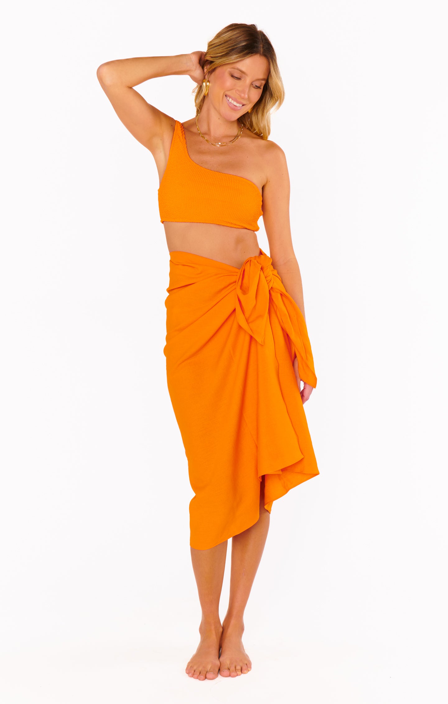Orange Linen Sarong for Beach & Swim Cover - Kiran