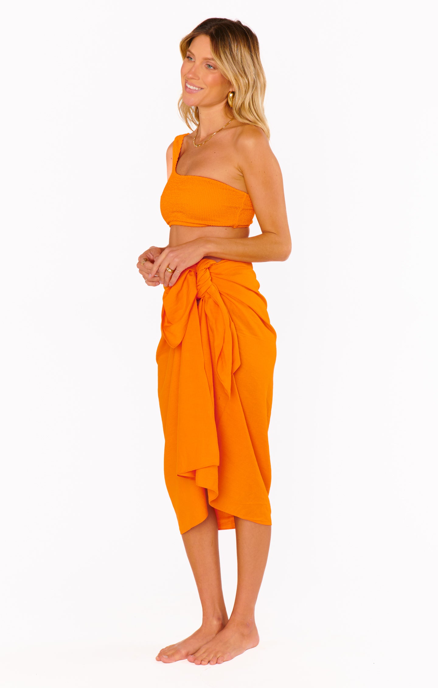 Orange Linen Sarong for Beach & Swim Cover - Kiran