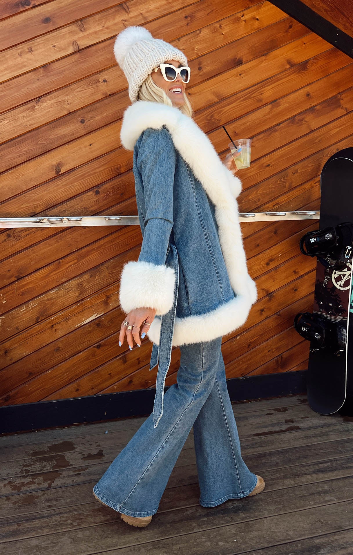 Hudson Sky Rider Faux Fur Denim Jacket for Winter