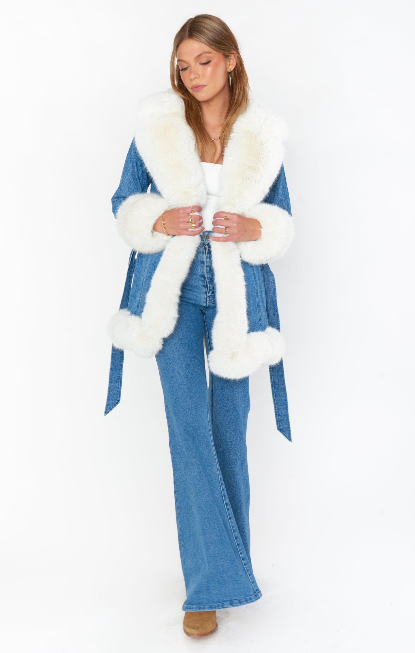 Hudson Sky Rider Faux Fur Denim Jacket for Winter