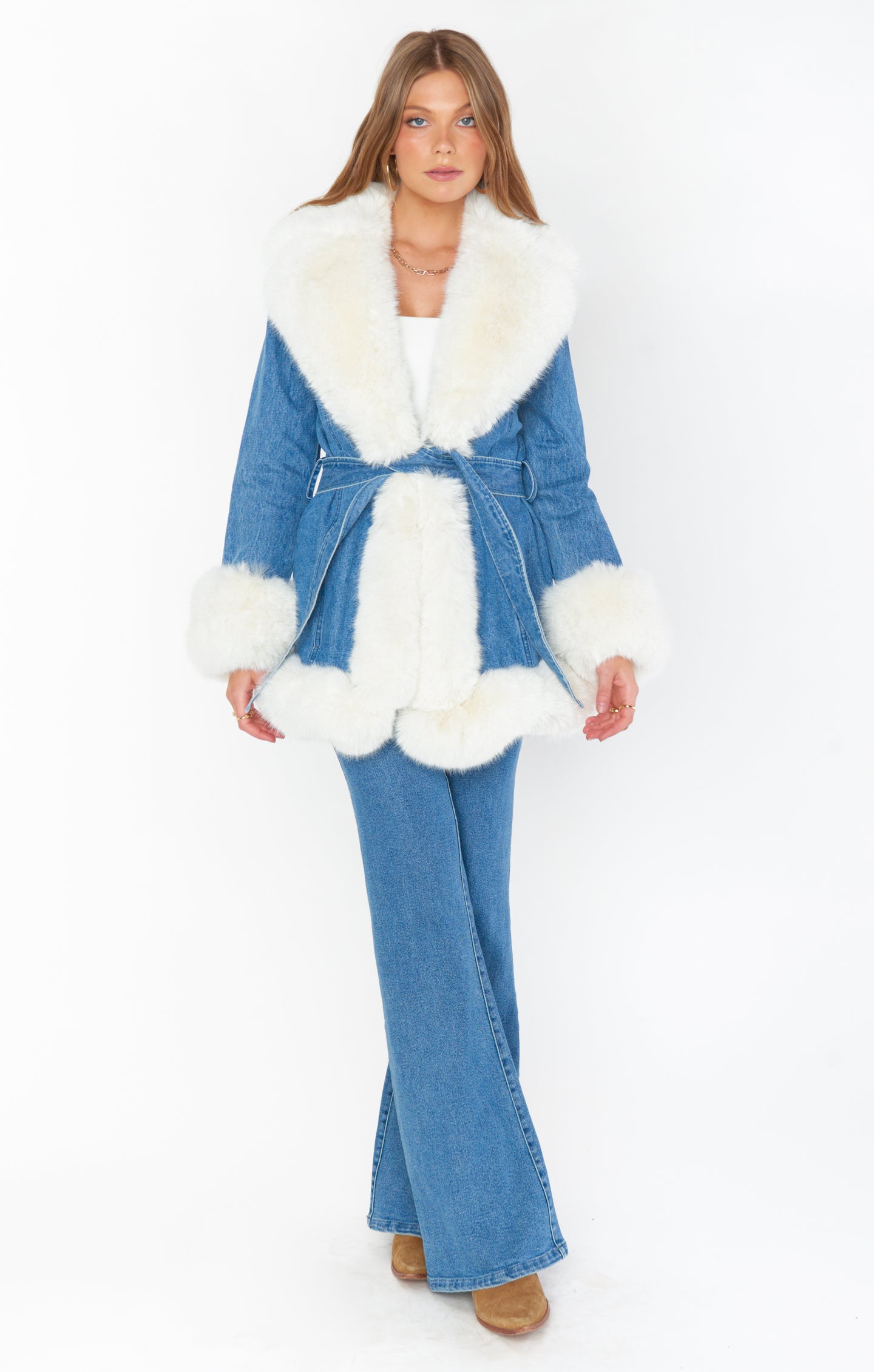 Hudson Sky Rider Faux Fur Denim Jacket for Winter