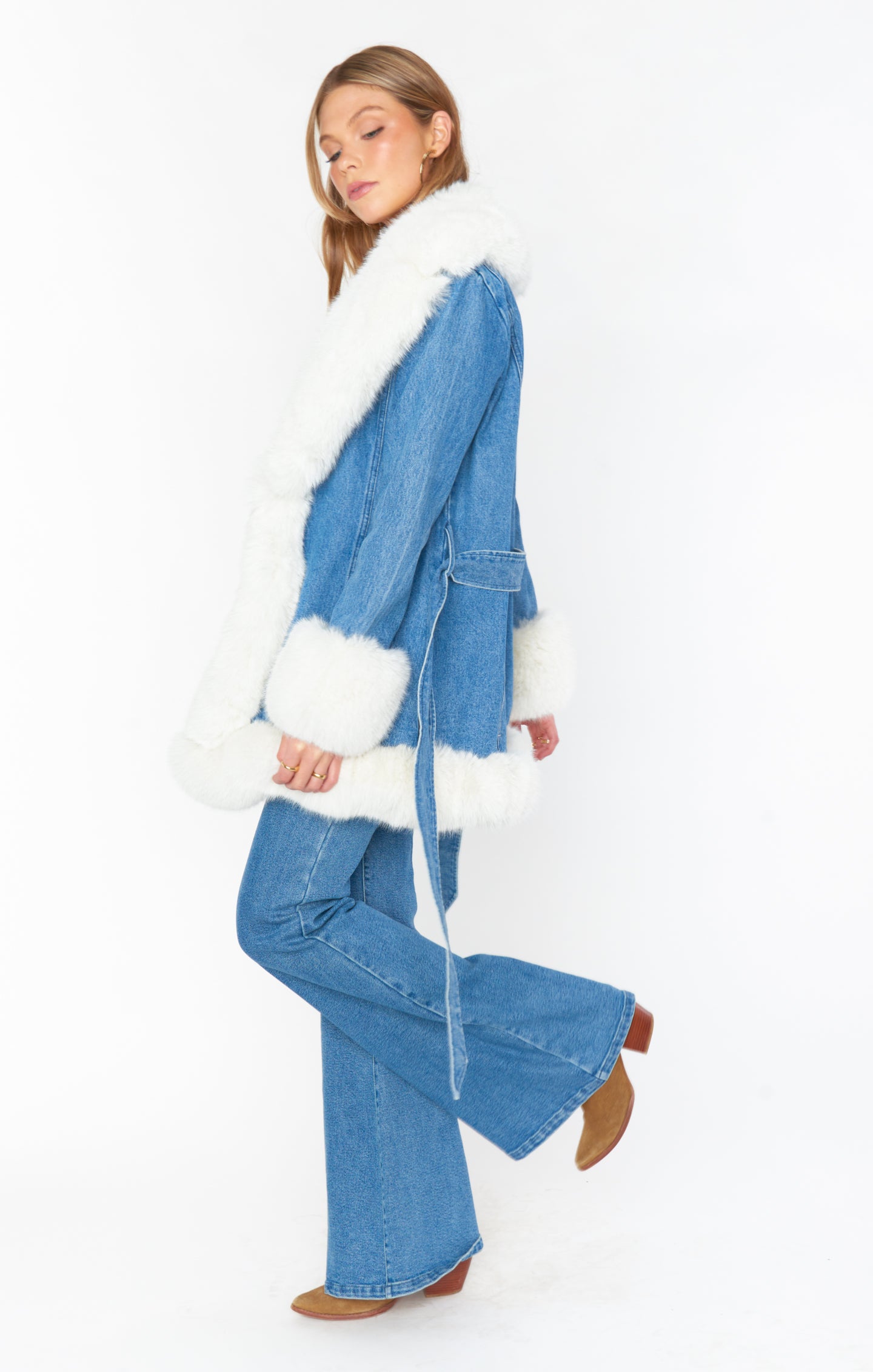 Hudson Sky Rider Faux Fur Denim Jacket for Winter