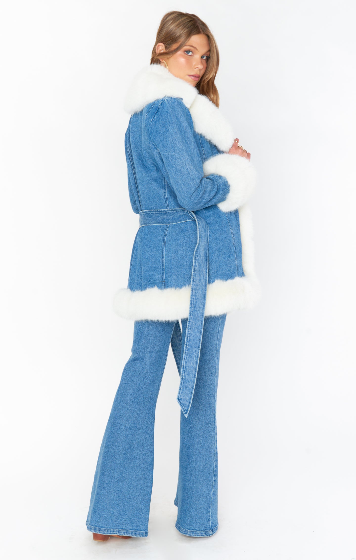 Hudson Sky Rider Faux Fur Denim Jacket for Winter