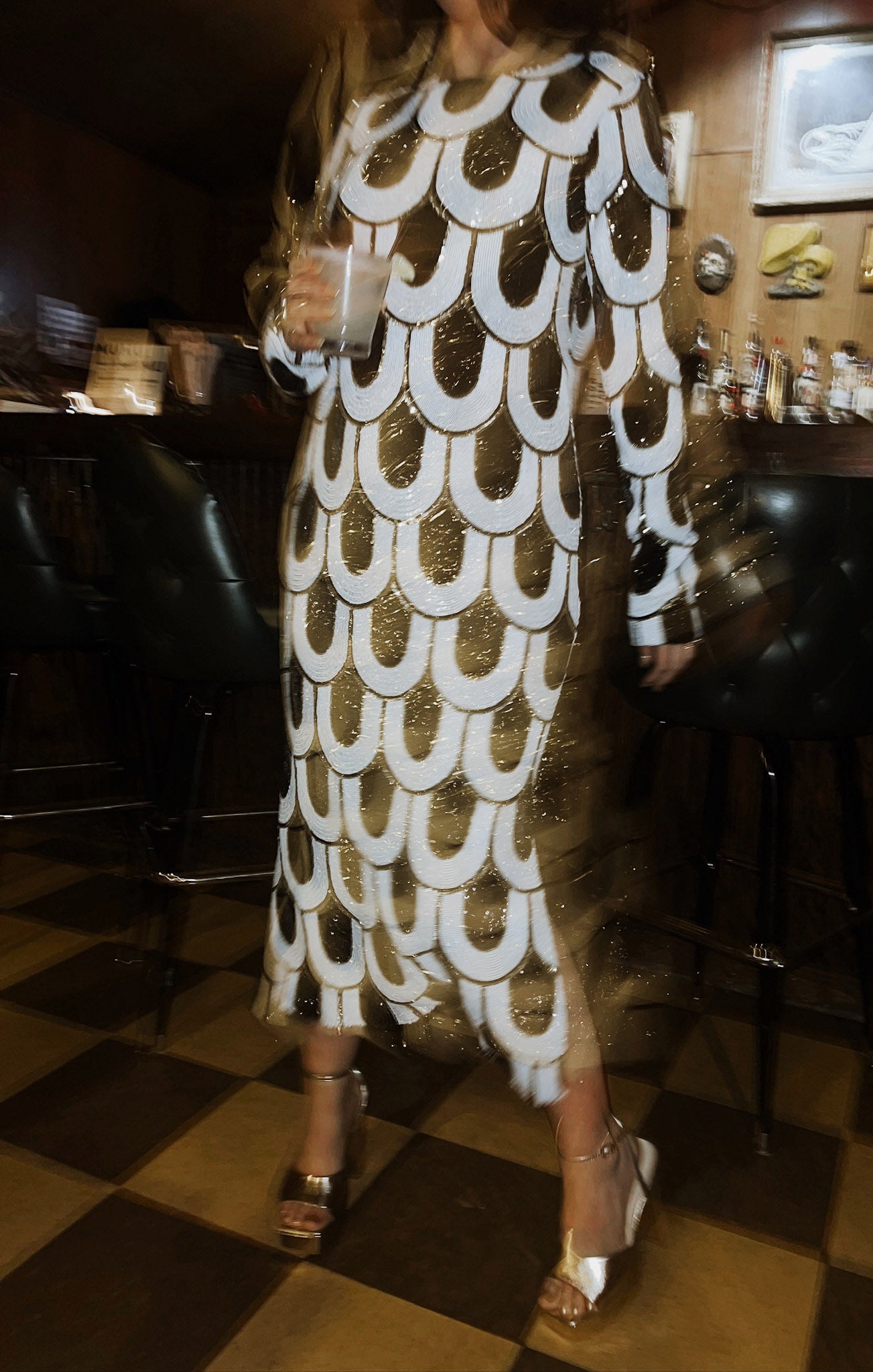 Art Deco Sequin Midi Dress with Side Slits - Maddison