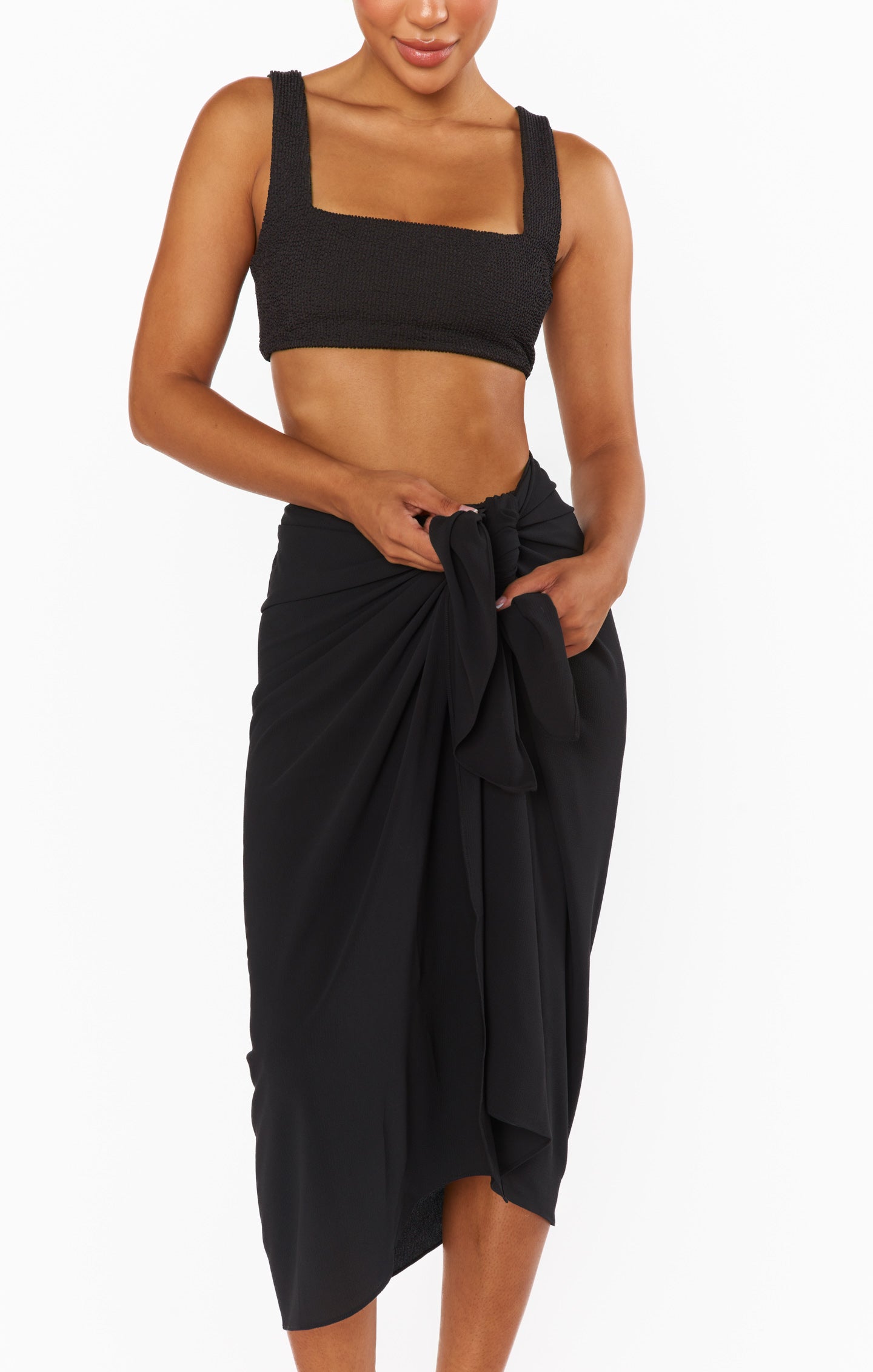 Black Kiran Sarong for Beach & Pool - Extra Long Coverage