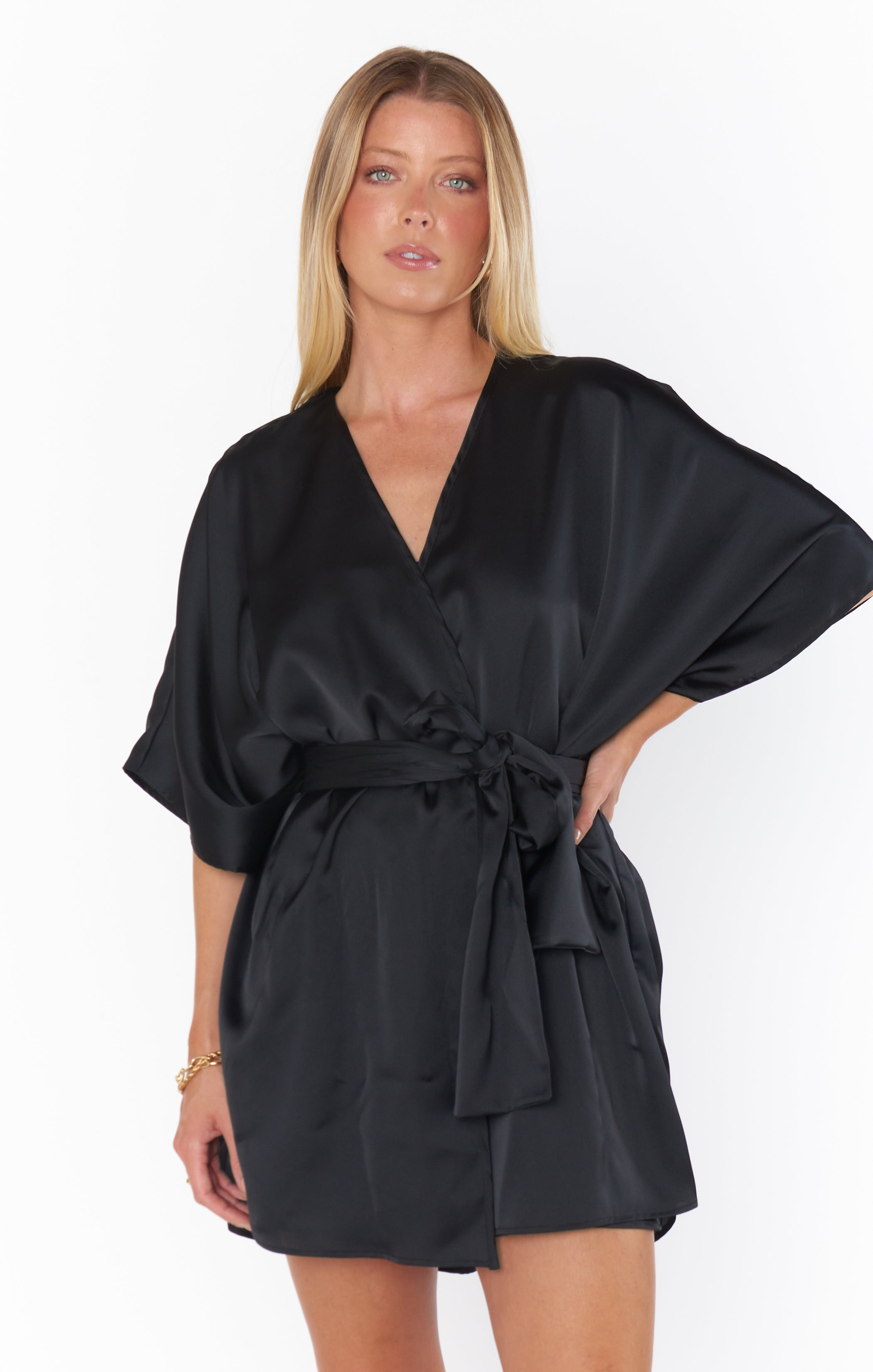Black Satin Bridal Robe - Luxe First Look Getting Ready Robe