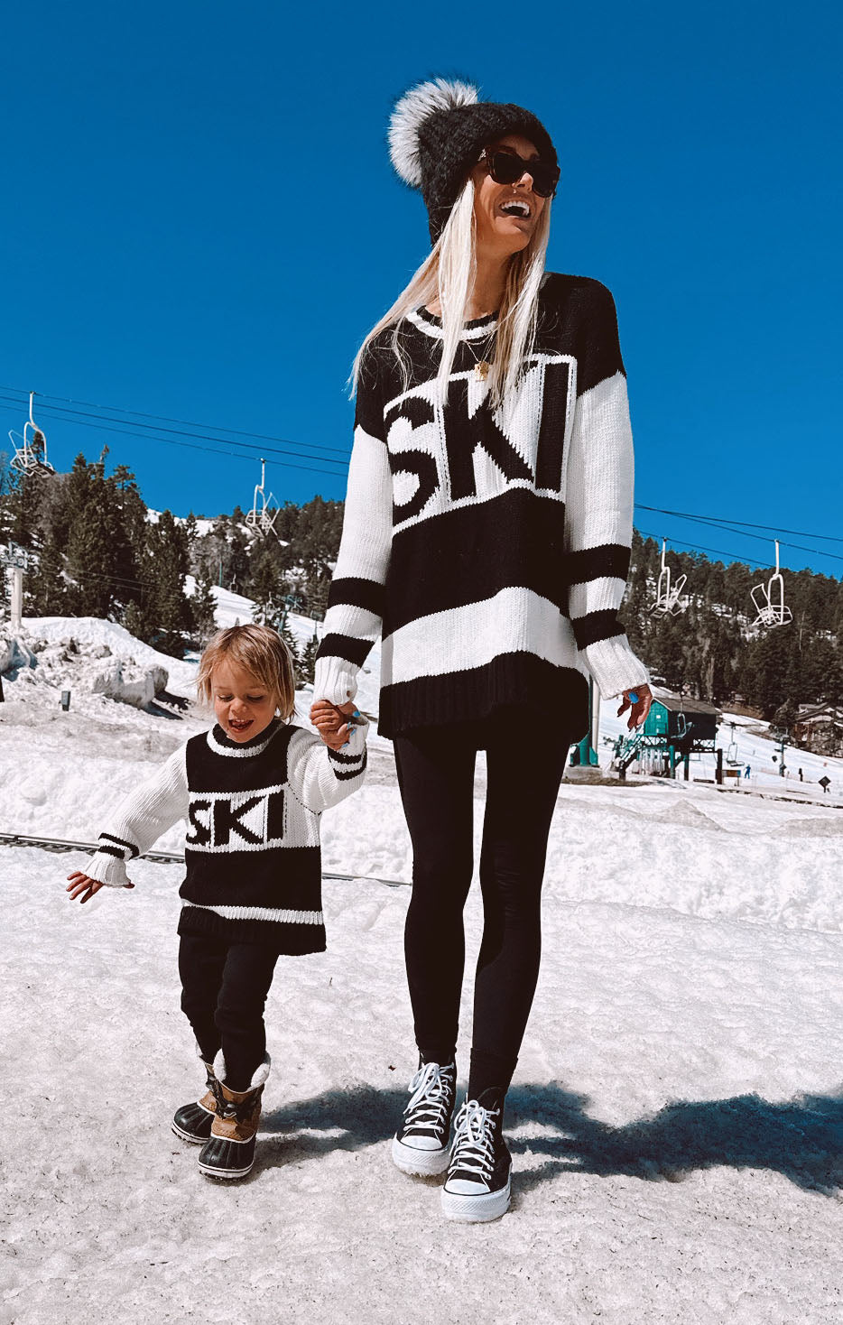 Black Ski Knit Sweater for Kids - Cozy Mini Ski-In Pullover