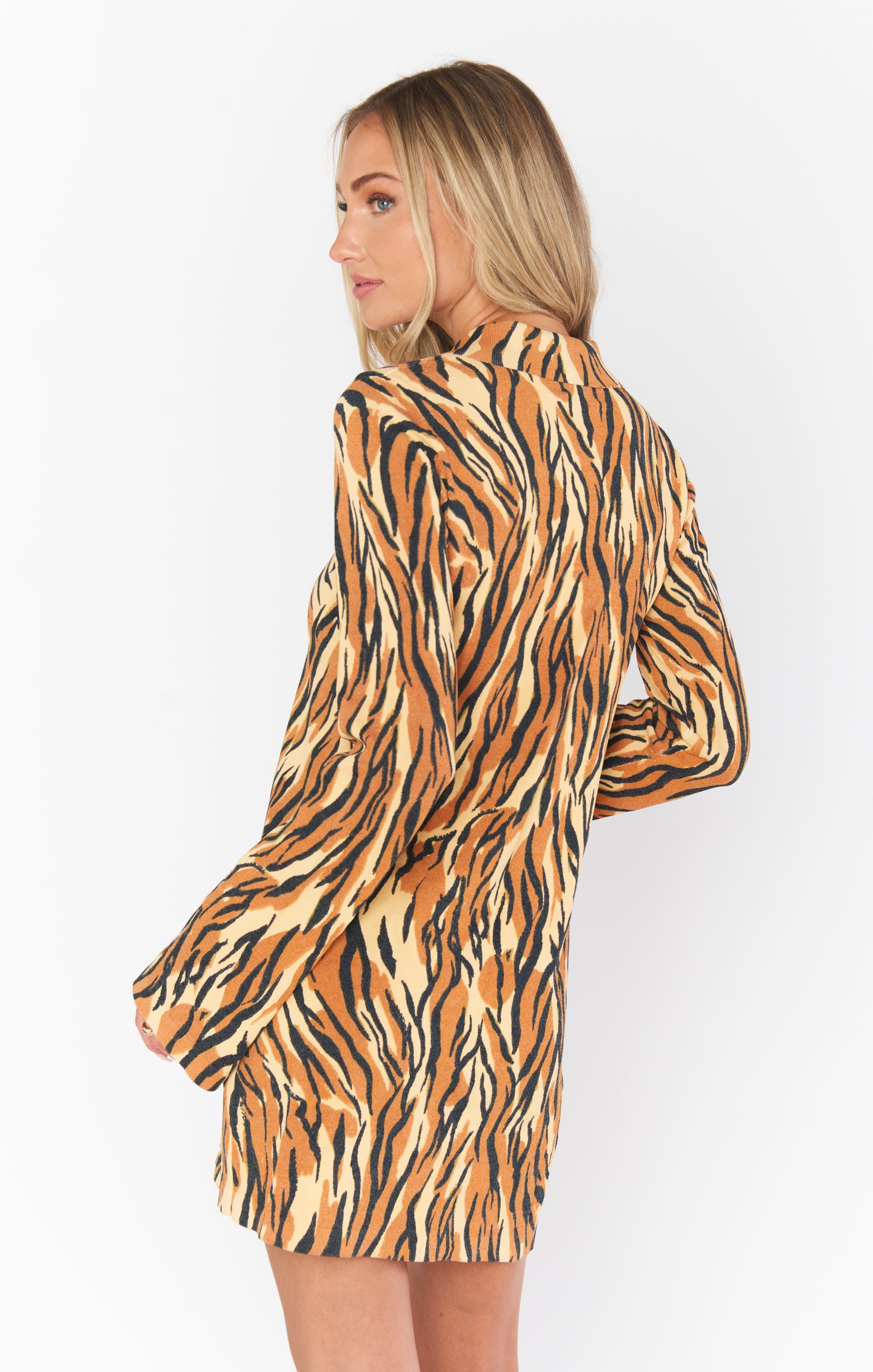 Charlie Collar Mini Dress - Royal Tiger Knit with Quarter Zip