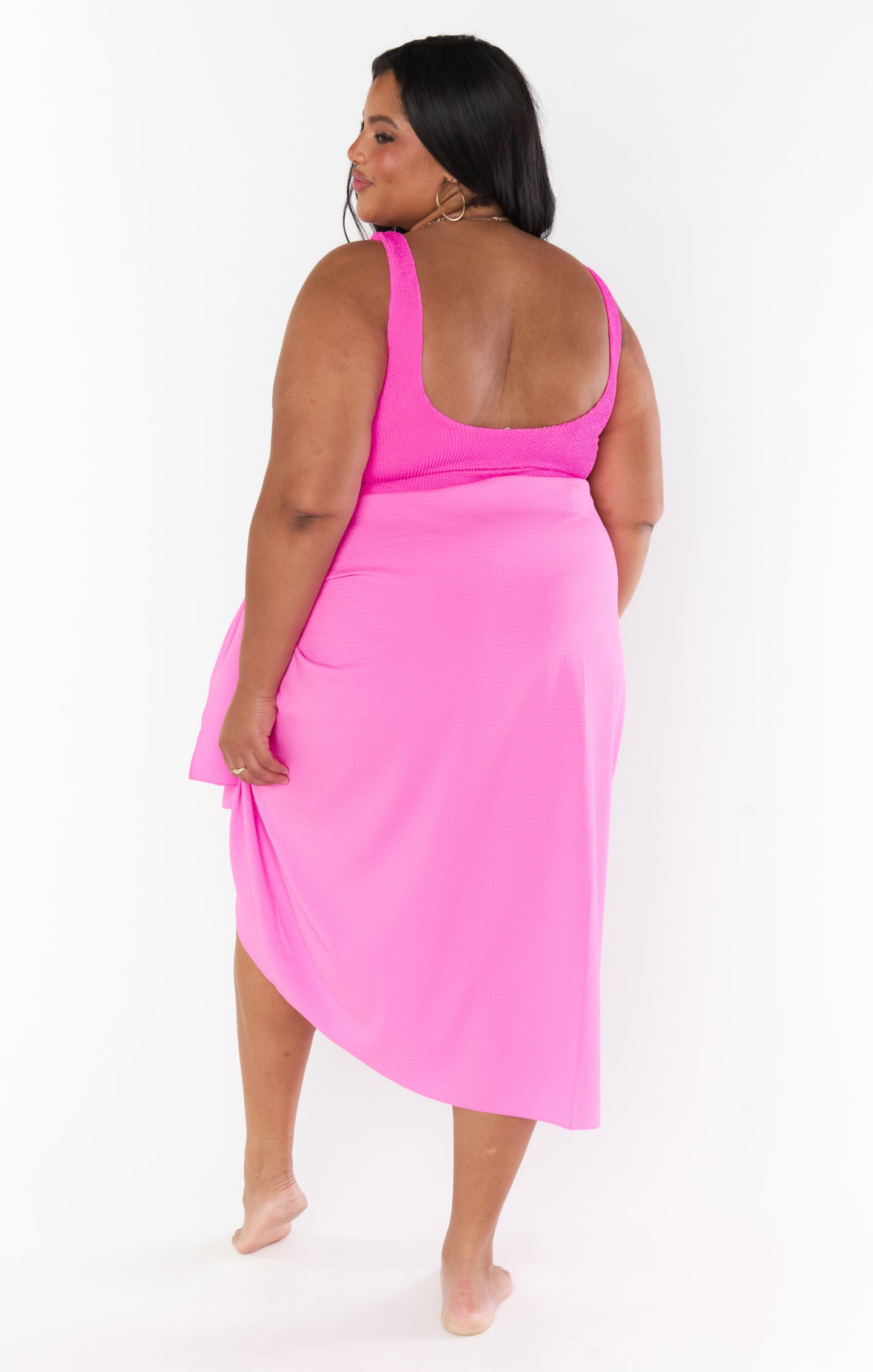 Hot Pink Crinkle Sarong by Kiran - Beach to Bar Cover-Up