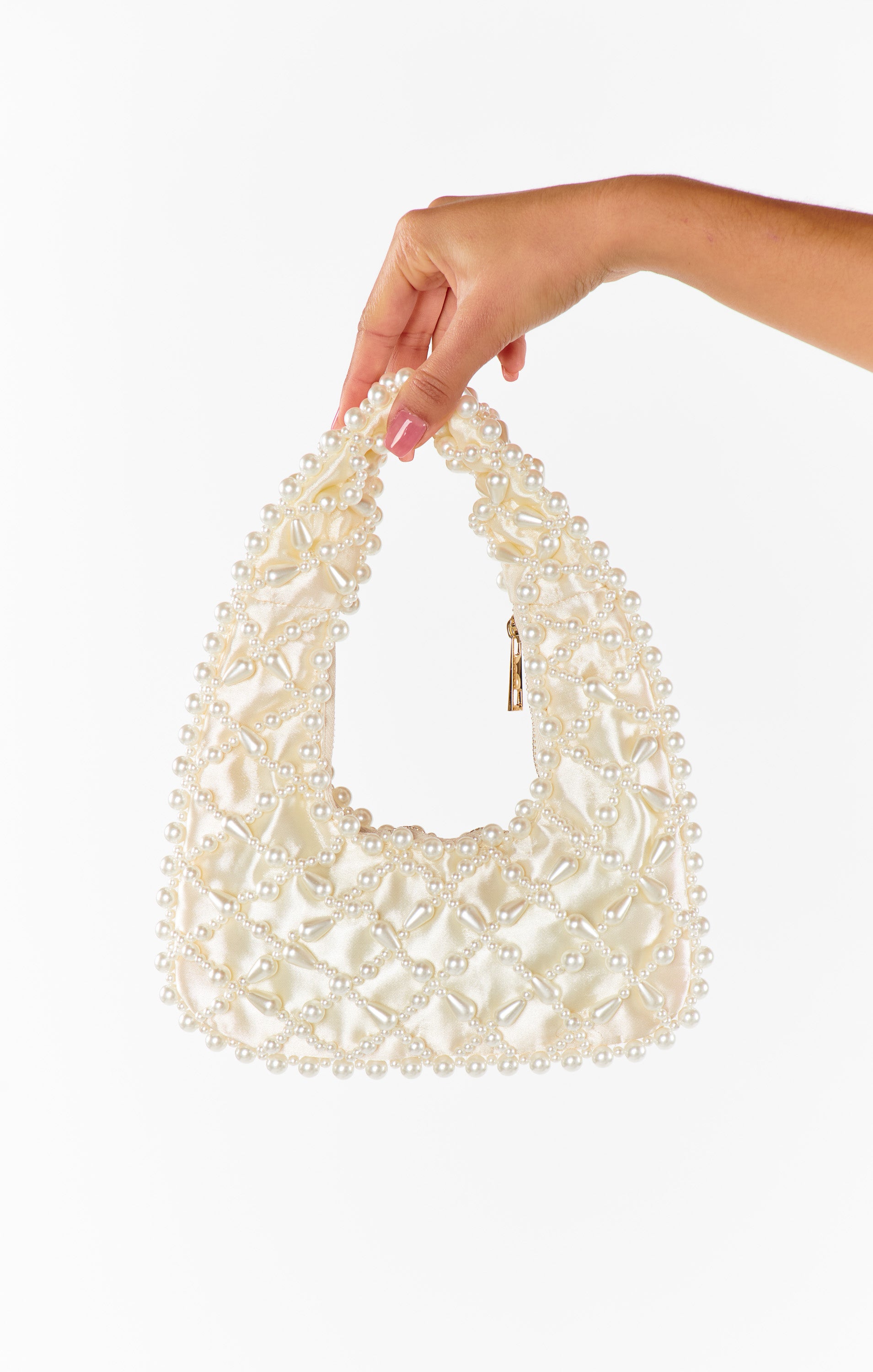 Adeline White Pearl Embellished Bridal Bag