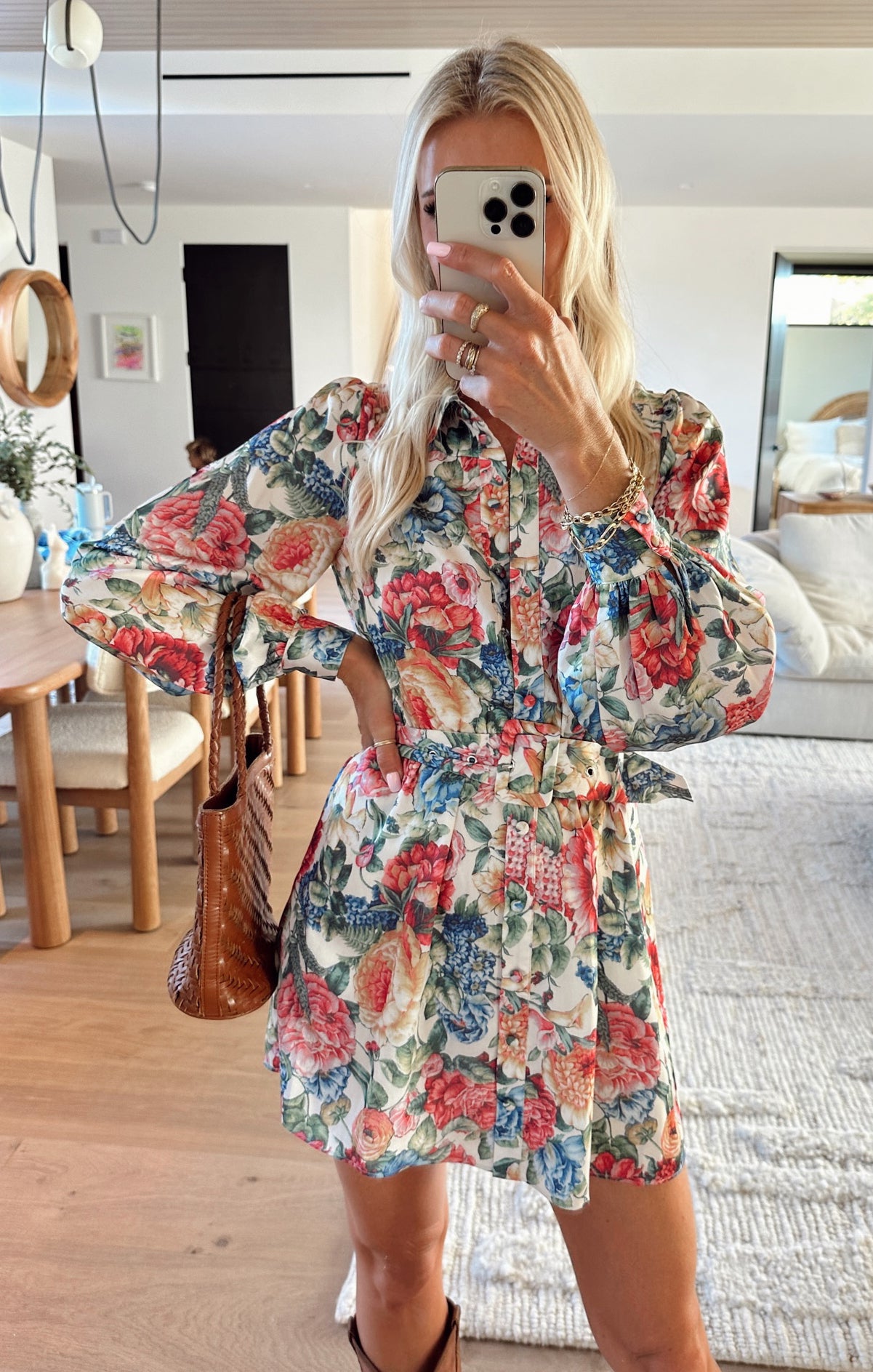 Carrie Collared Floral Mini Dress with Ruffled Skirt