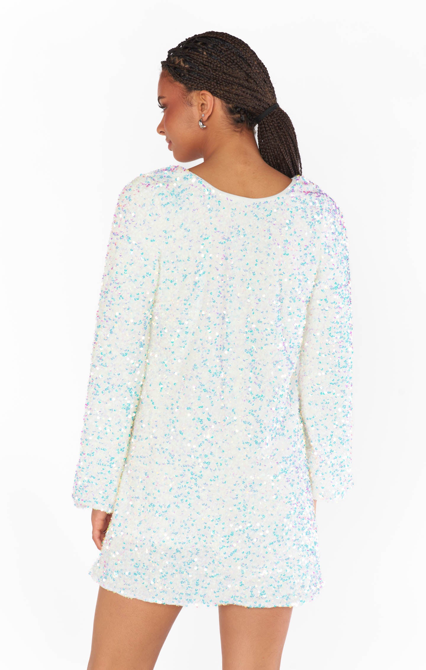 White Sequin Mini Dress - Clarabelle Sparkle Bridal Party Outfit