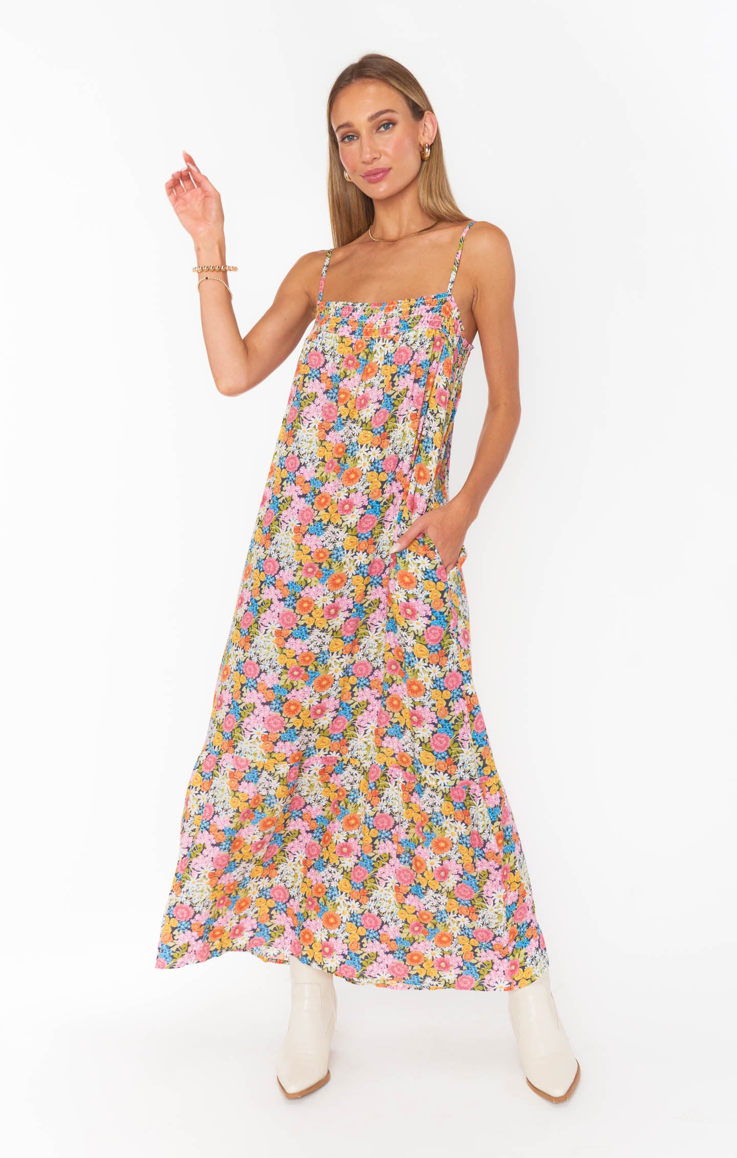 Anaya Floral Maxi Dress with Pockets - Adjustable Straps & Breezy Fit