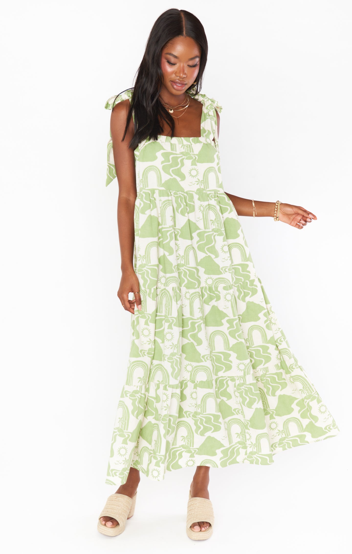 Arabella Geo Print Maxi Dress - Light & Breezy Tiered Design