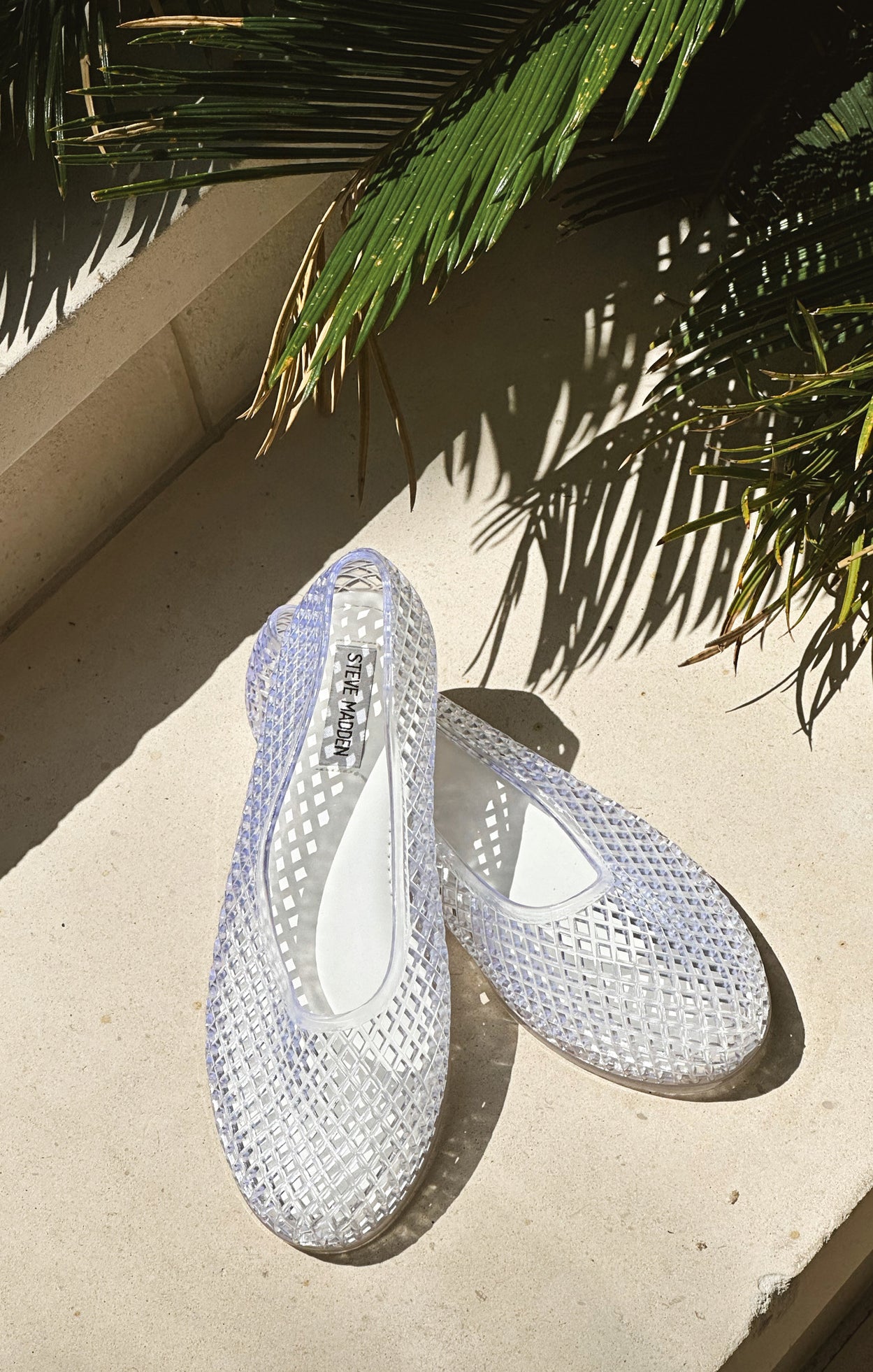 Steve Madden Clear Jelly Flats - Perforated 90s Style