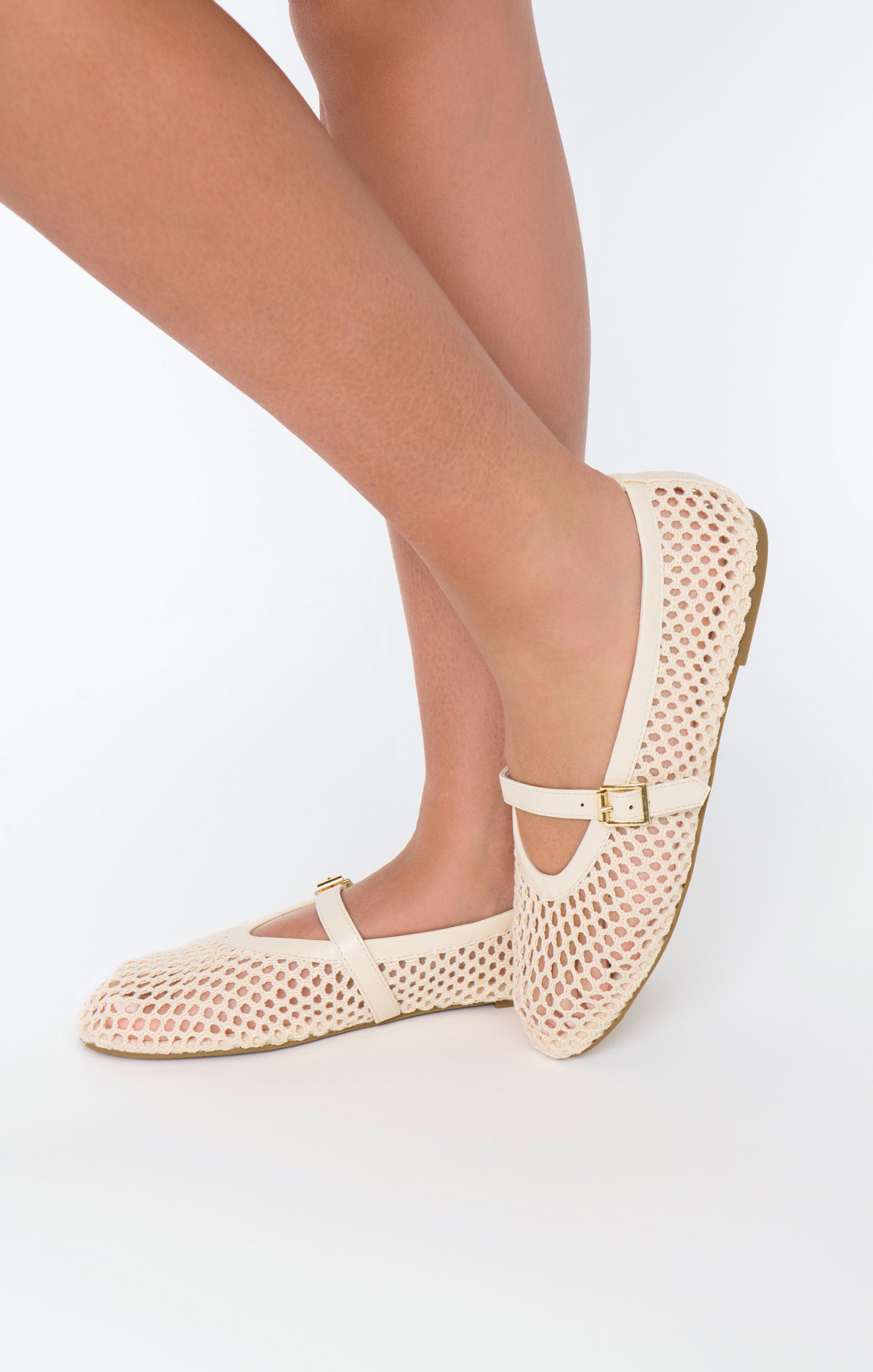 Matisse Nolita Mesh Ballet Flats in Ivory | Comfortable & Adjustable