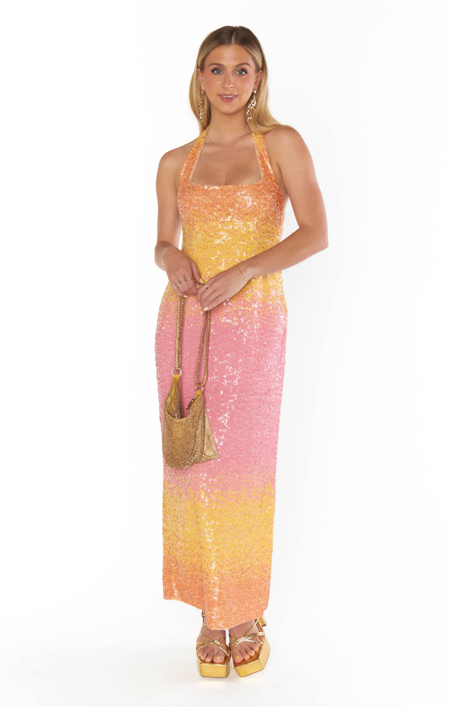 Samba Sequin Midi Dress with Side Slit & Ombre Colors