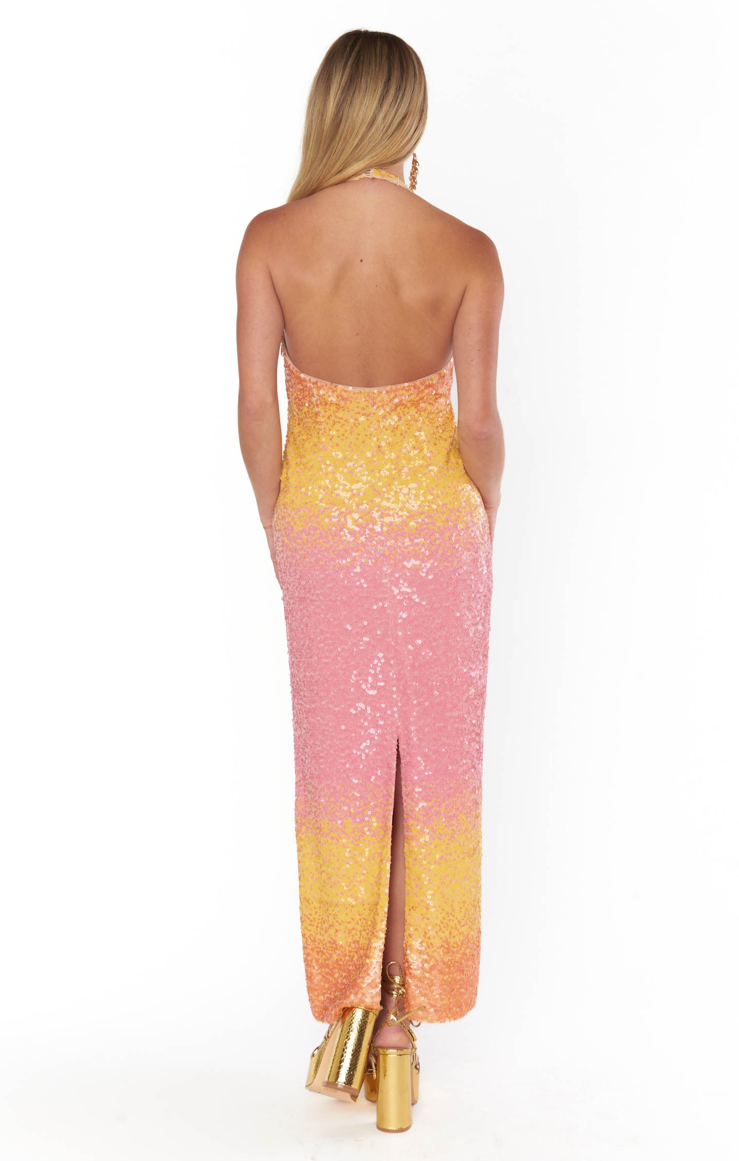 Samba Sequin Midi Dress with Side Slit & Ombre Colors