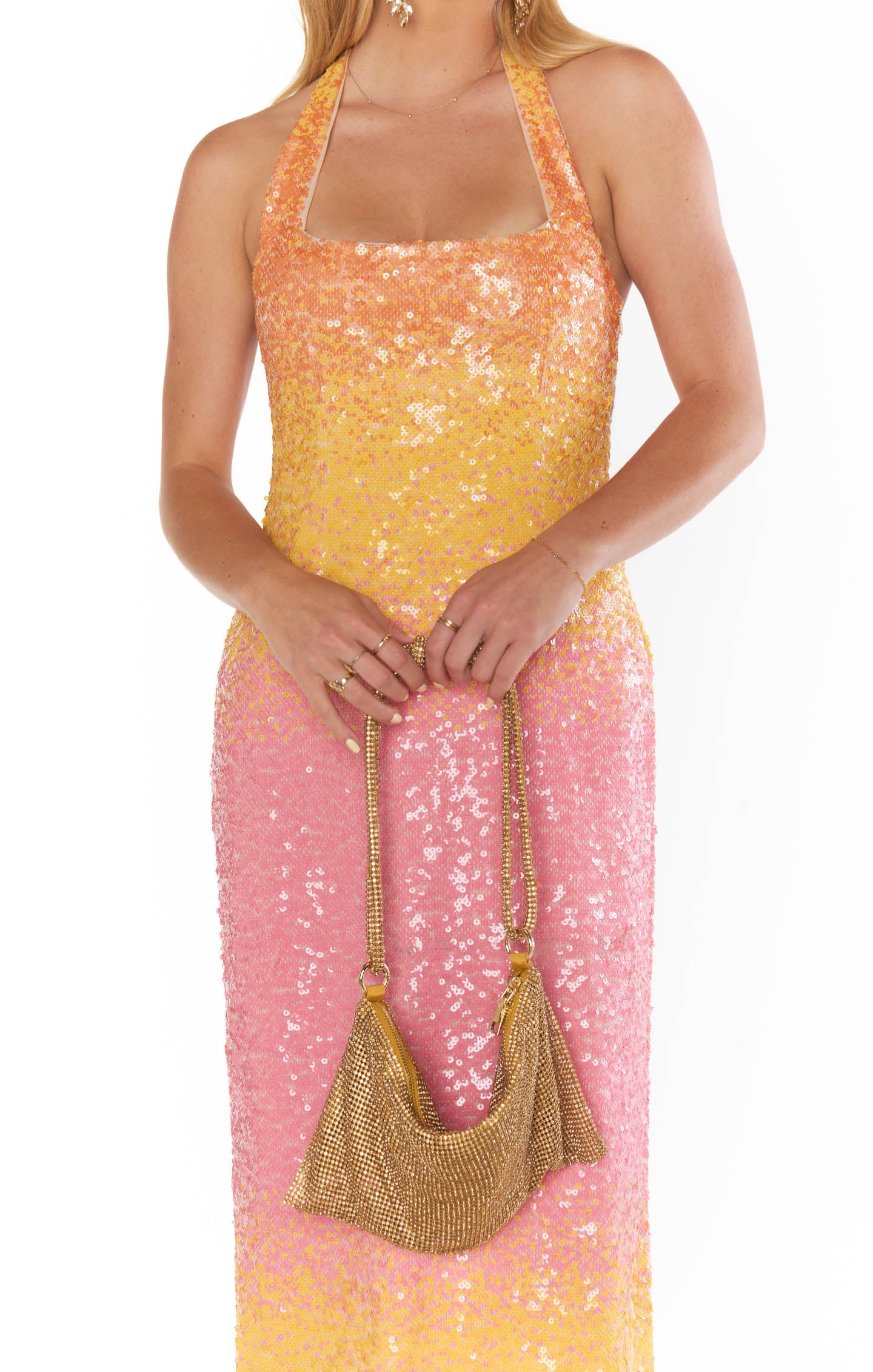 Samba Sequin Midi Dress with Side Slit & Ombre Colors