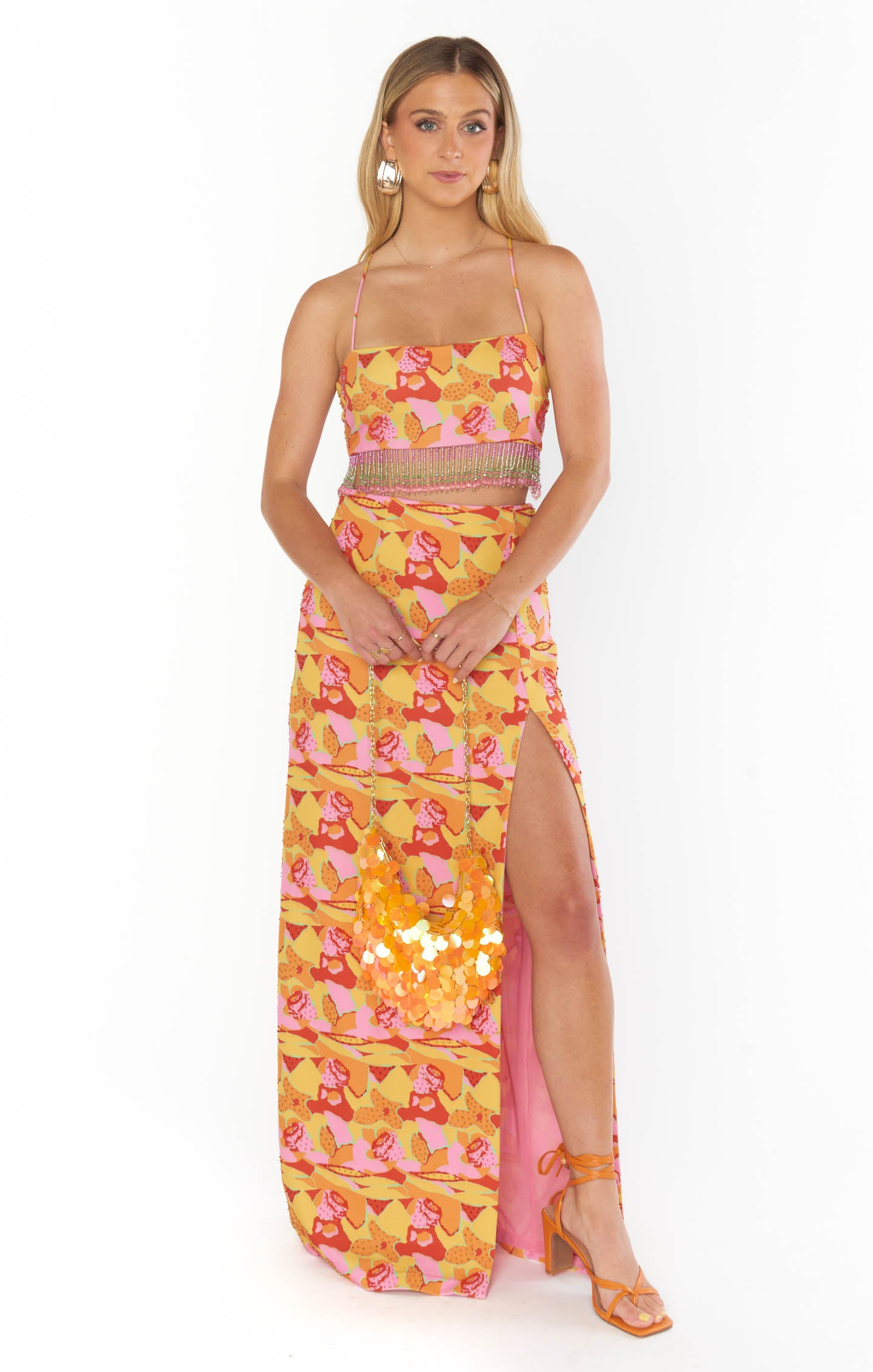 Havana Beaded Sequins Rumba Crop Top | Criss Cross Back