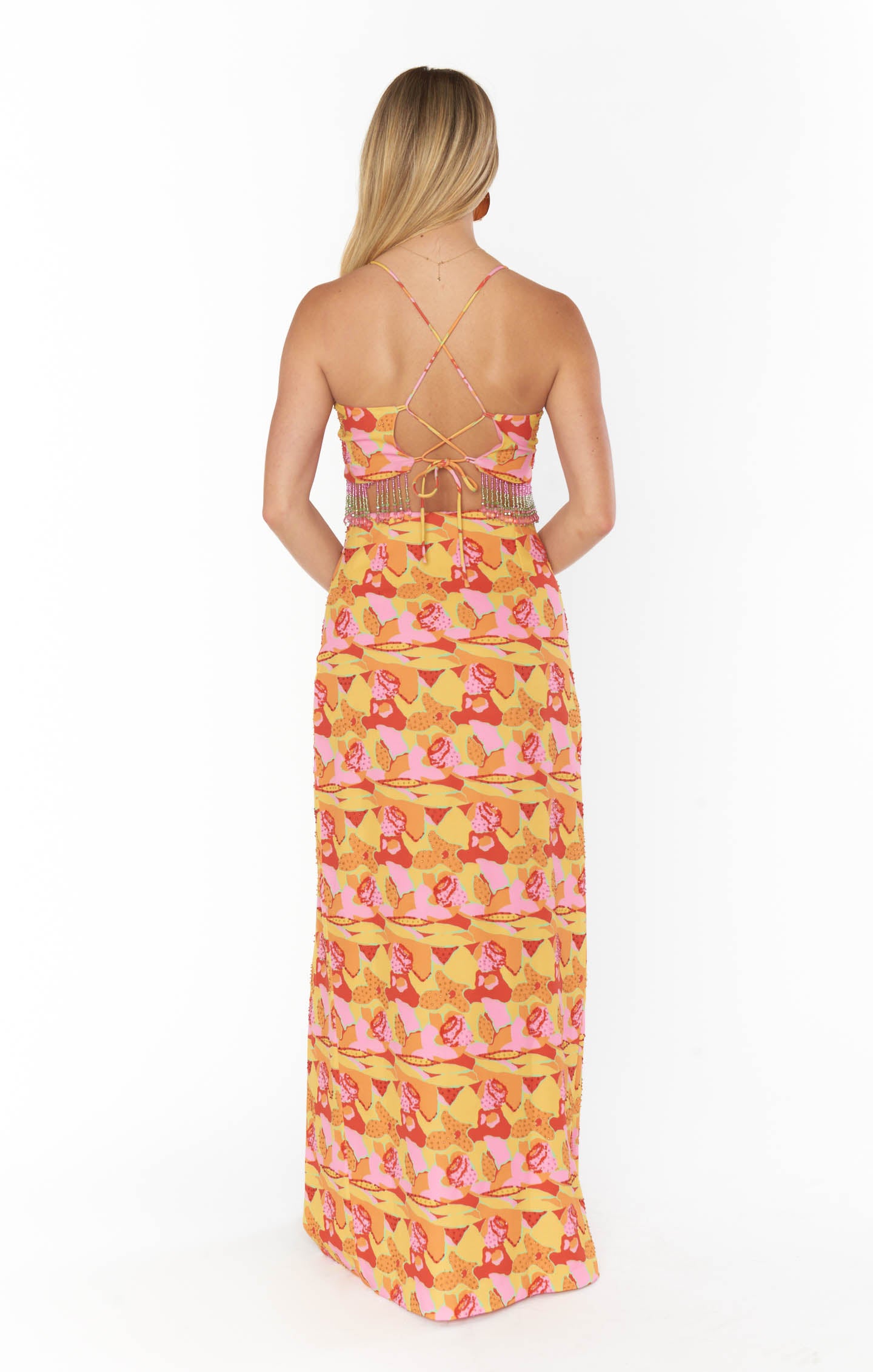 Havana Beaded Sequins Rumba Crop Top | Criss Cross Back