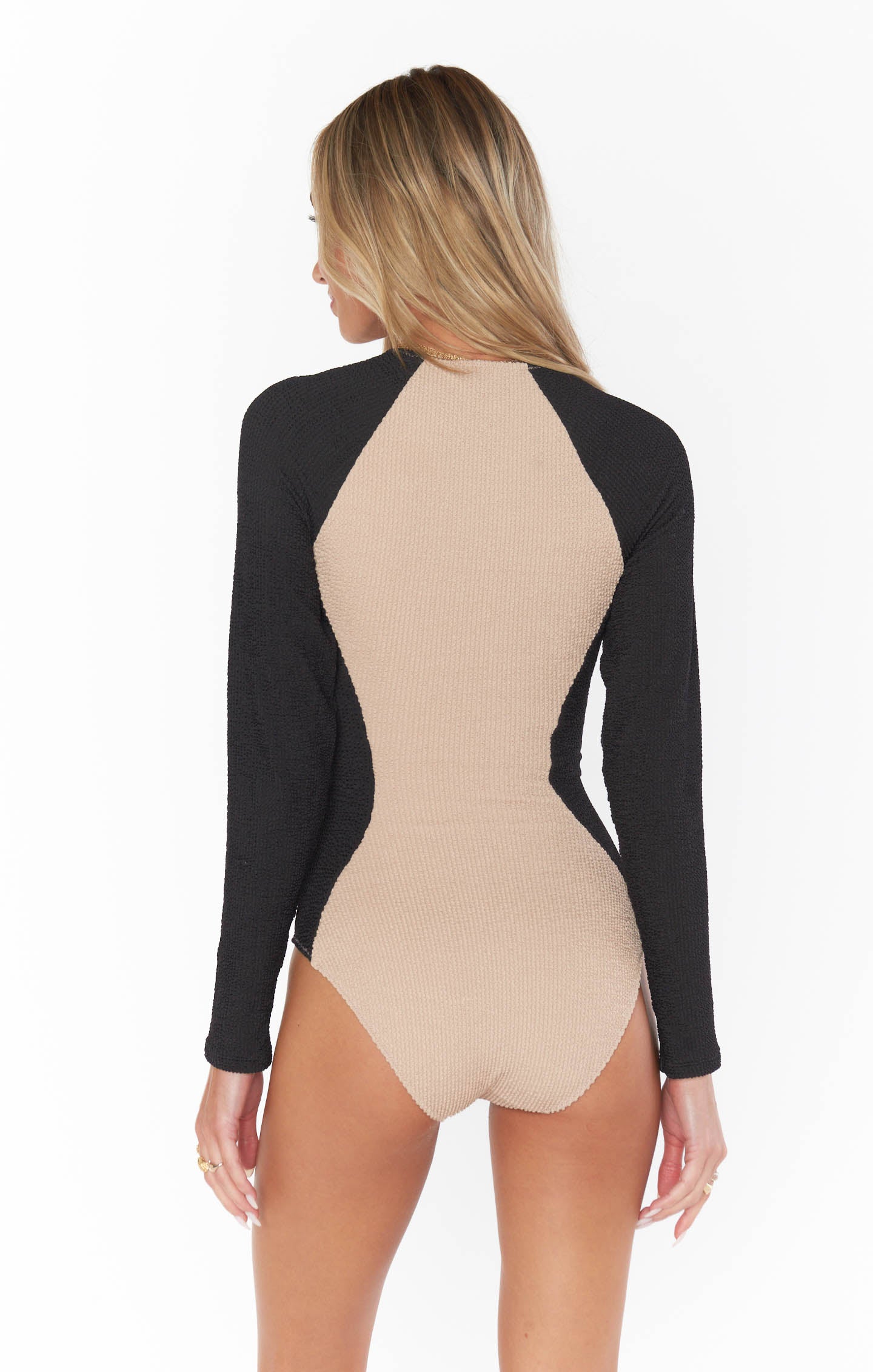 Surfside Mocha Latte Colorblock Scrunch One Piece Swimsuit