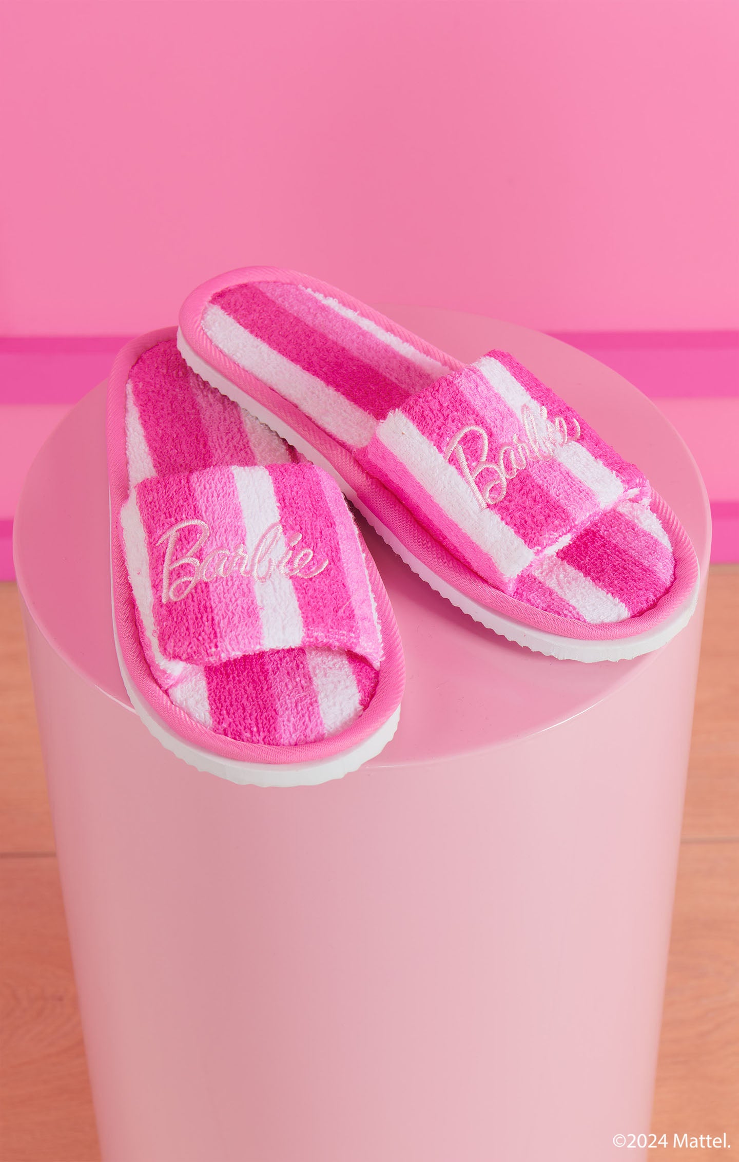 Barbie DreamHouse Stripe Terry Slippers for Women