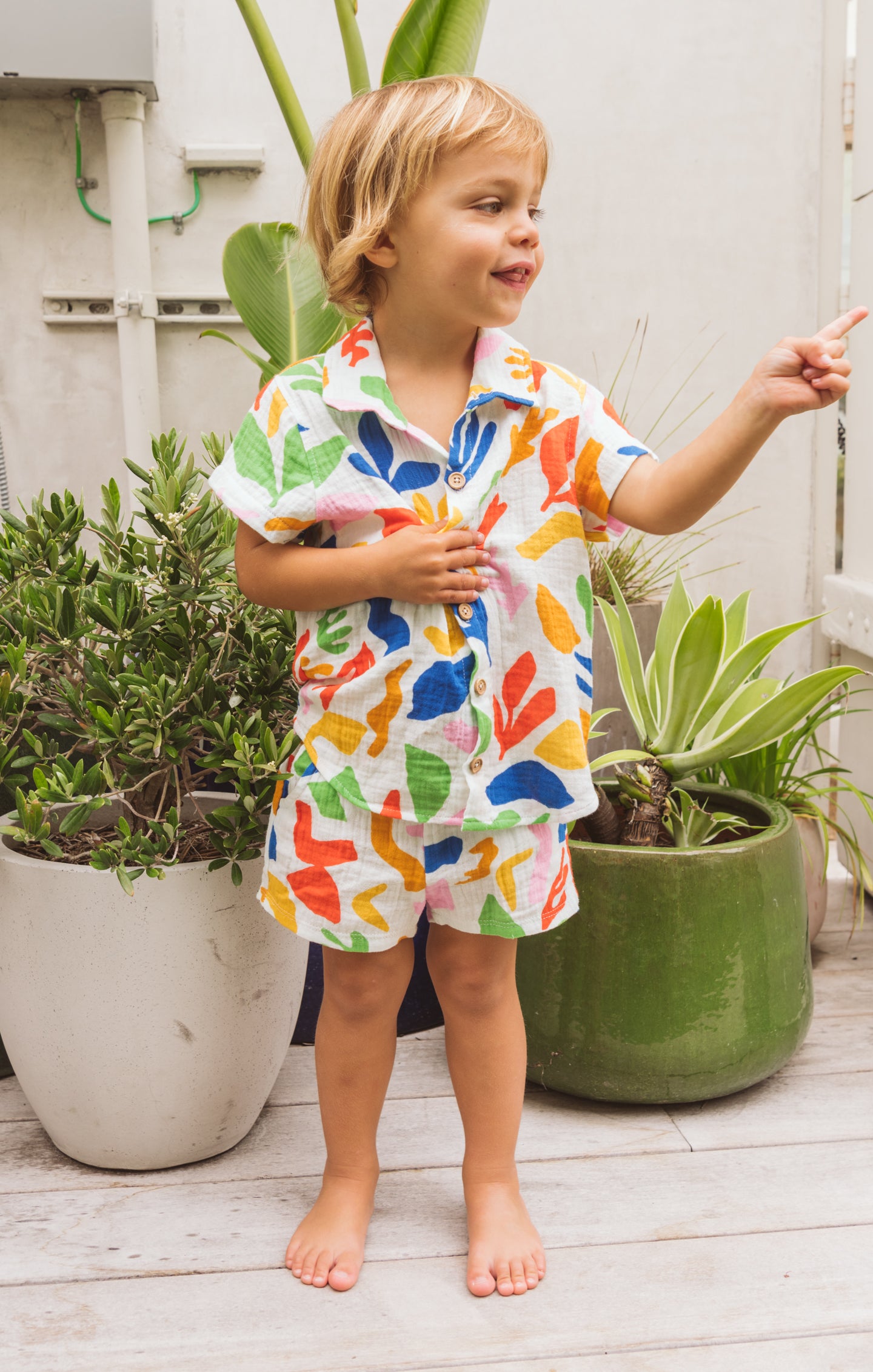 Baby Button-Up Shirt - Primary Paradise Unisex Toddler Top