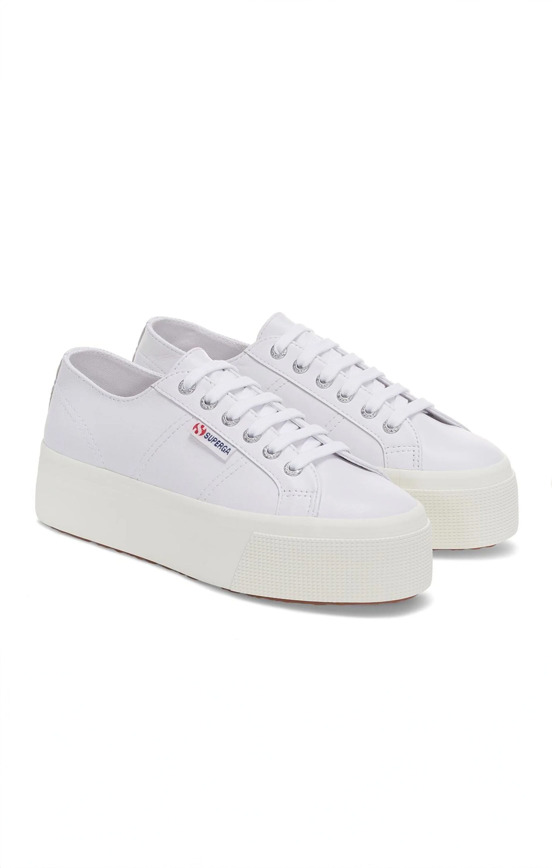 Superga 2790 Platform Sneakers in White Nappa Leather