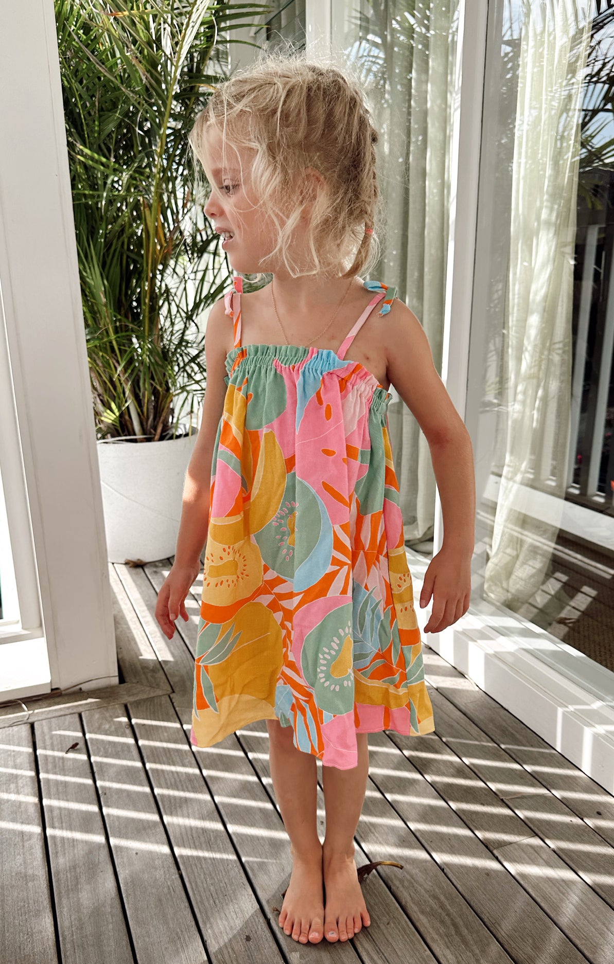 Tropical Fruit Little Angel Mini Dress with Pockets