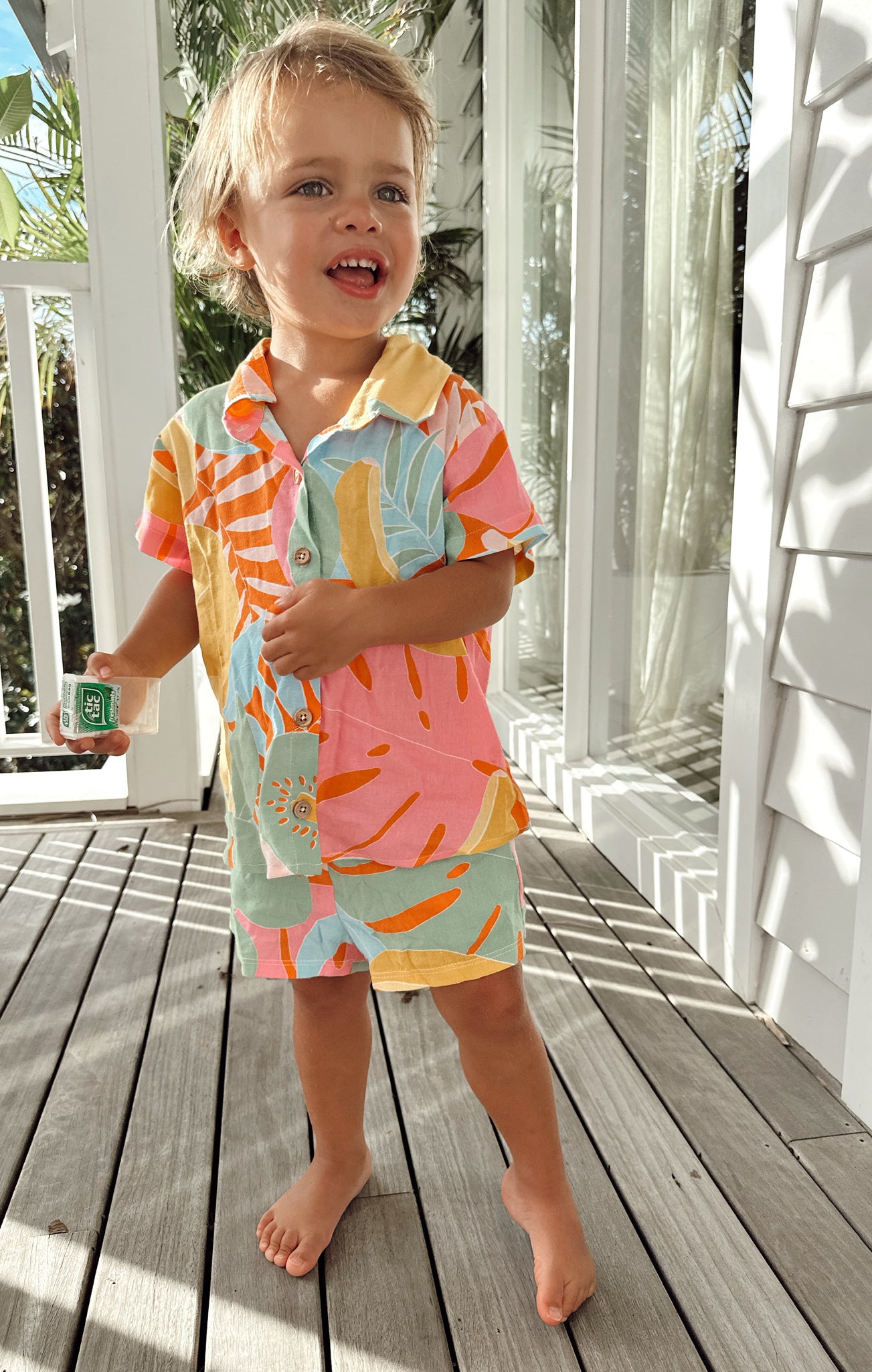 Tropical Fruit Baby Shorts with Adjustable Waist