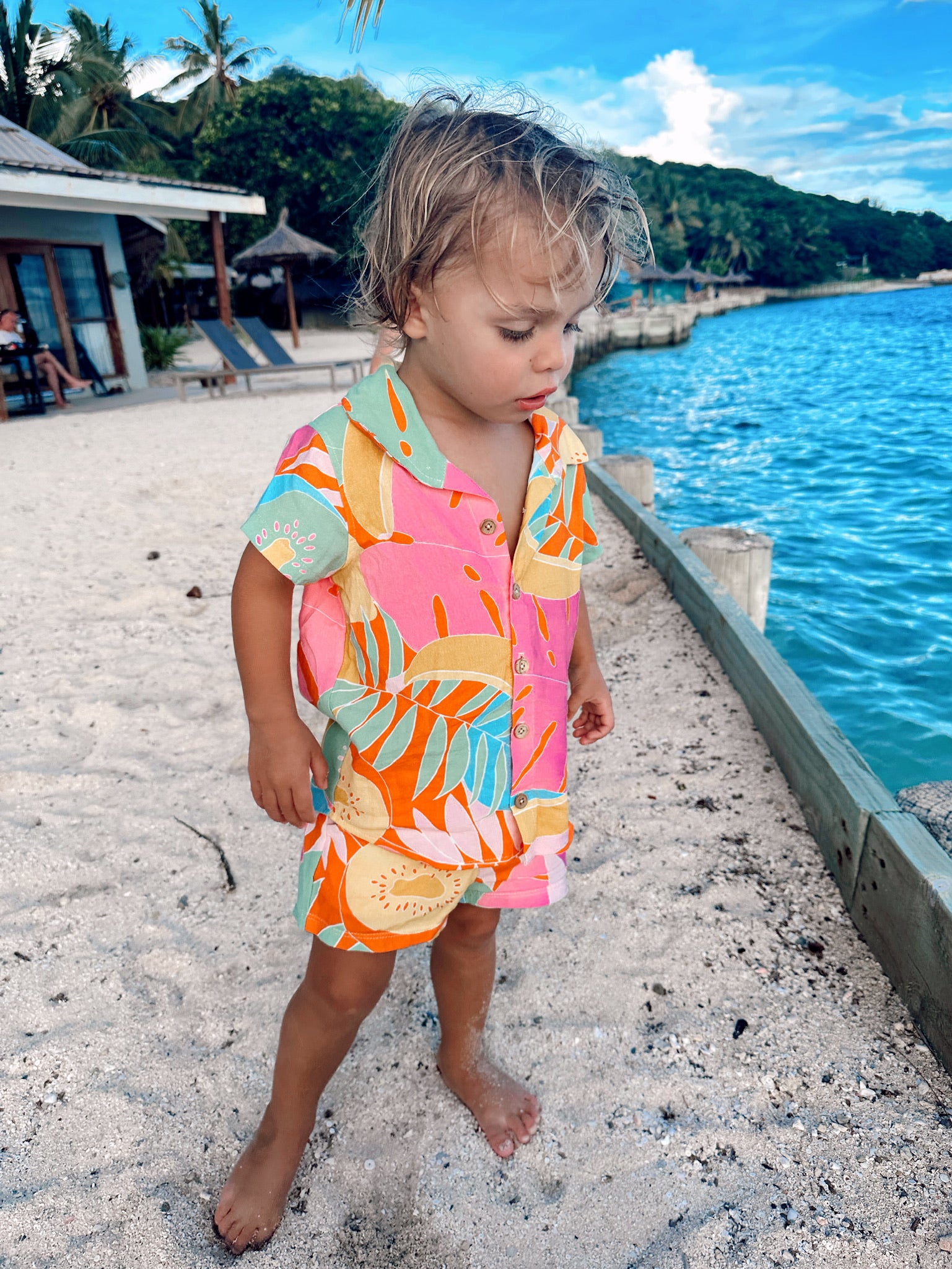 Tropical Fruit Baby Shorts with Adjustable Waist