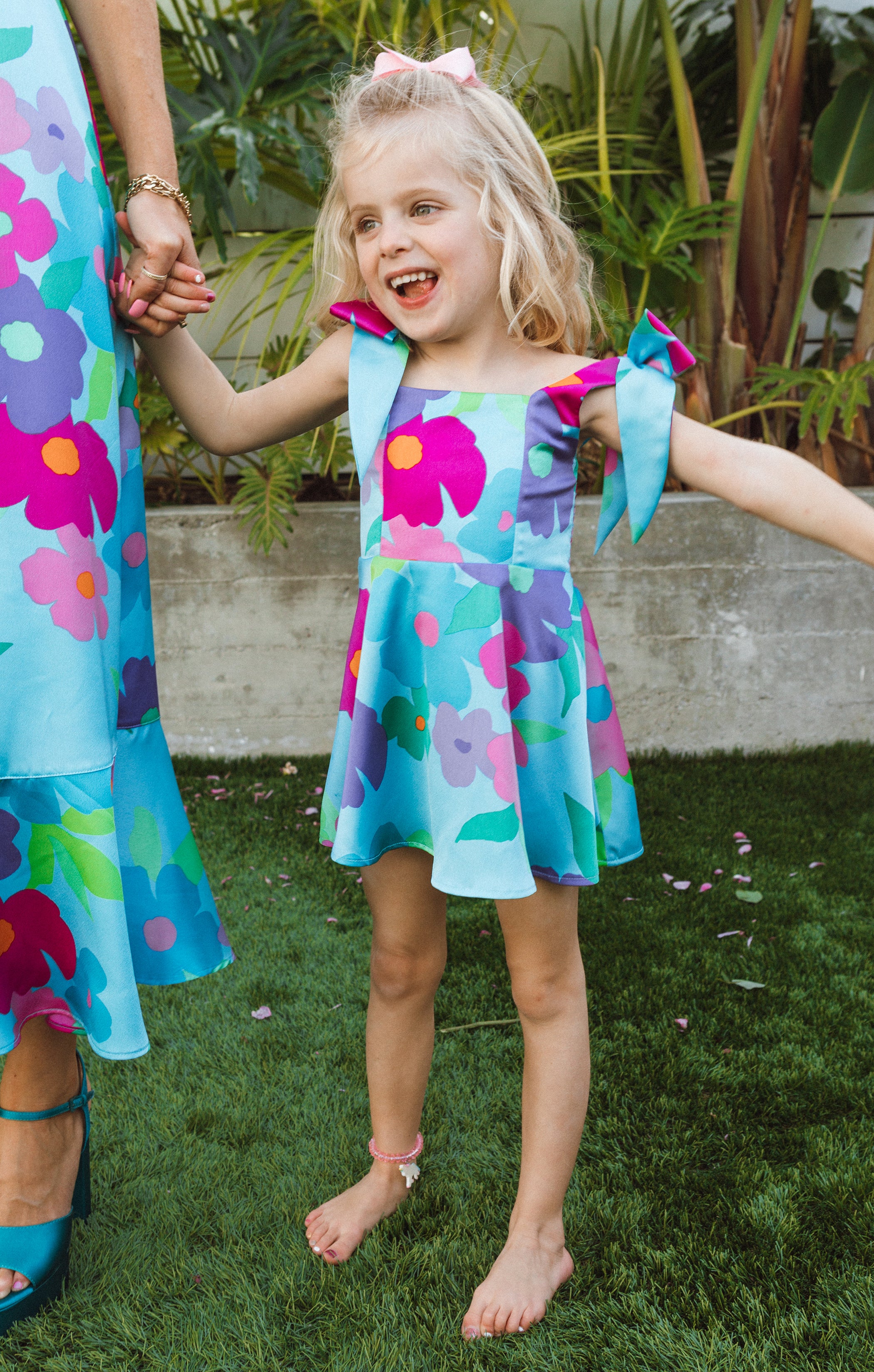Little Claire Floral Piccadilly Mini Dress with Puff Sleeves