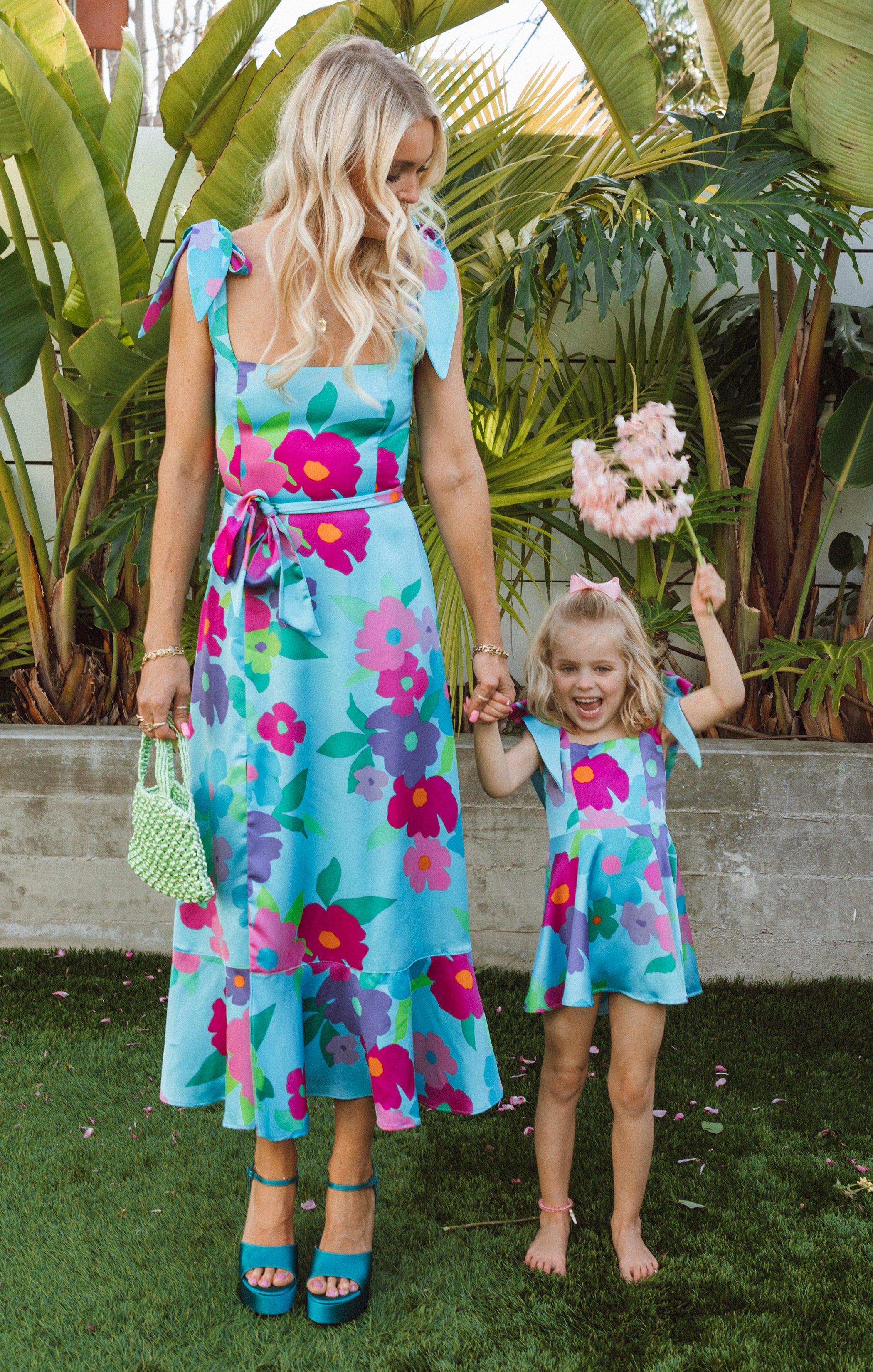 Little Claire Floral Piccadilly Mini Dress with Puff Sleeves