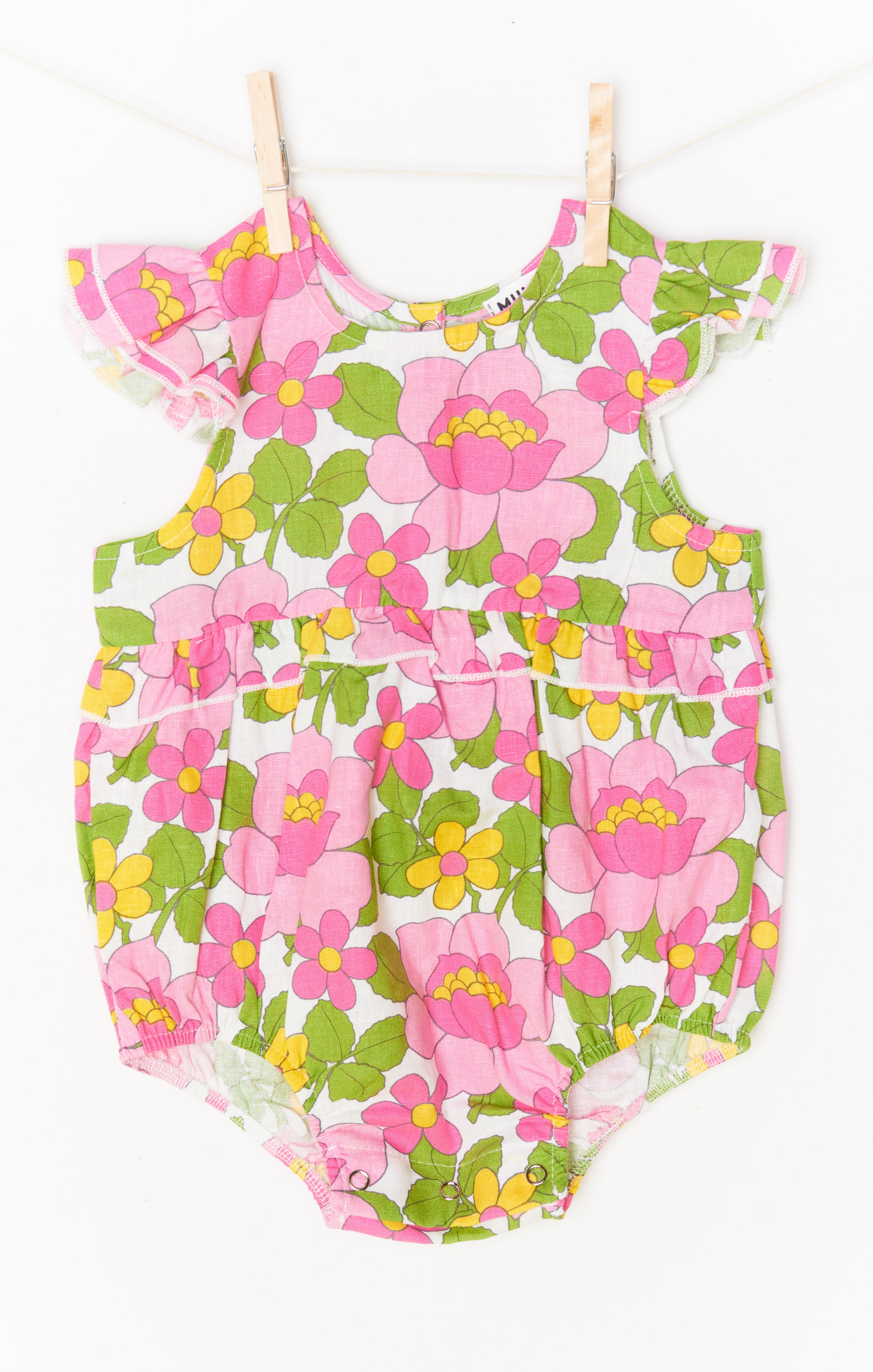 Floral Linen Baby Onesie with Ruffles – The Soutas