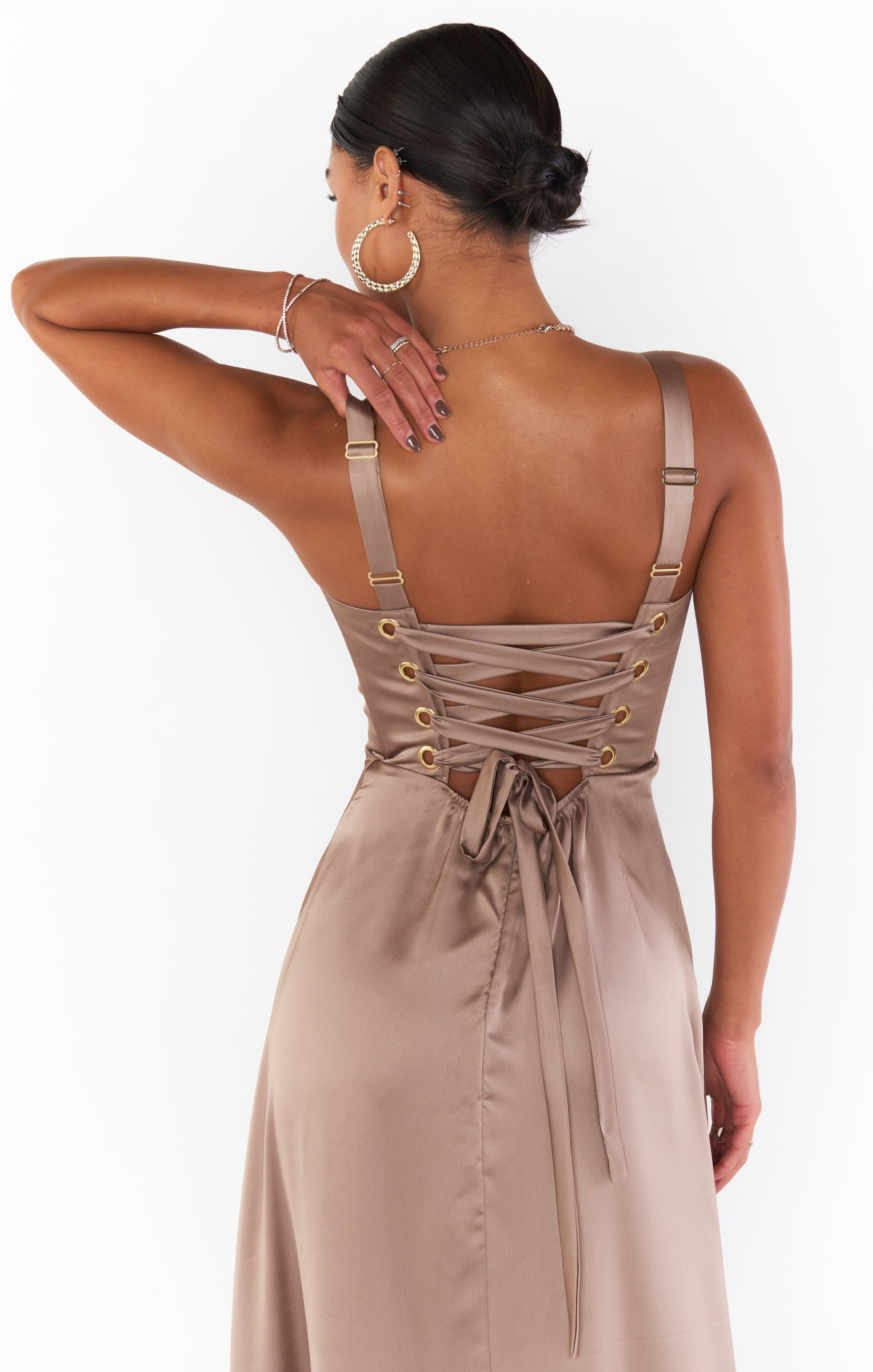 Clarissa Corset Dress in Luxe Satin with Side Slit