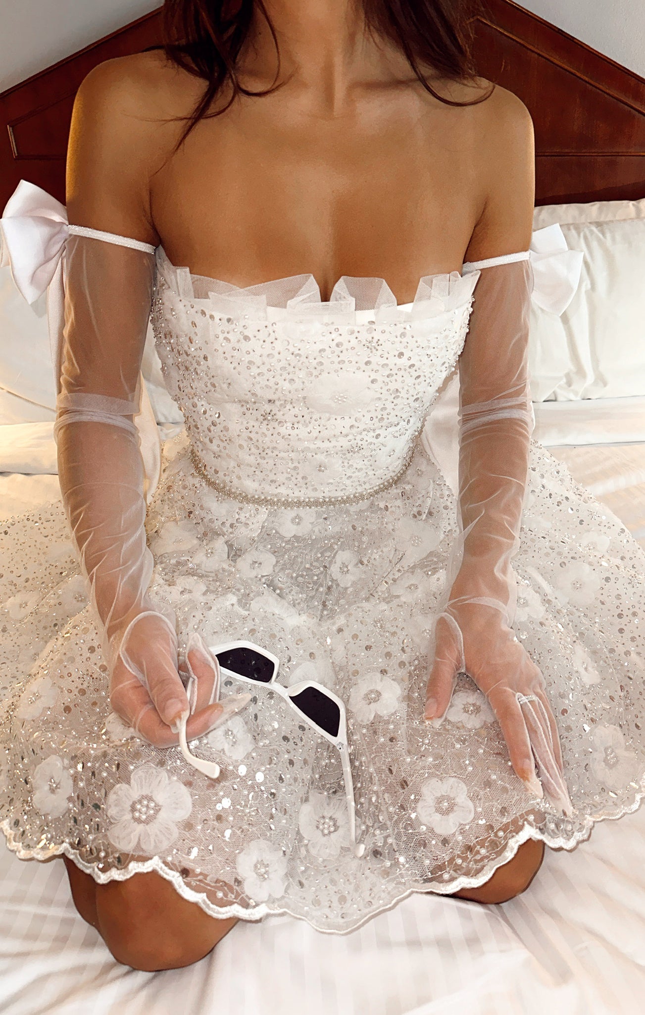 Bridal Tulle Dress with Floral Embellishments - She's the One